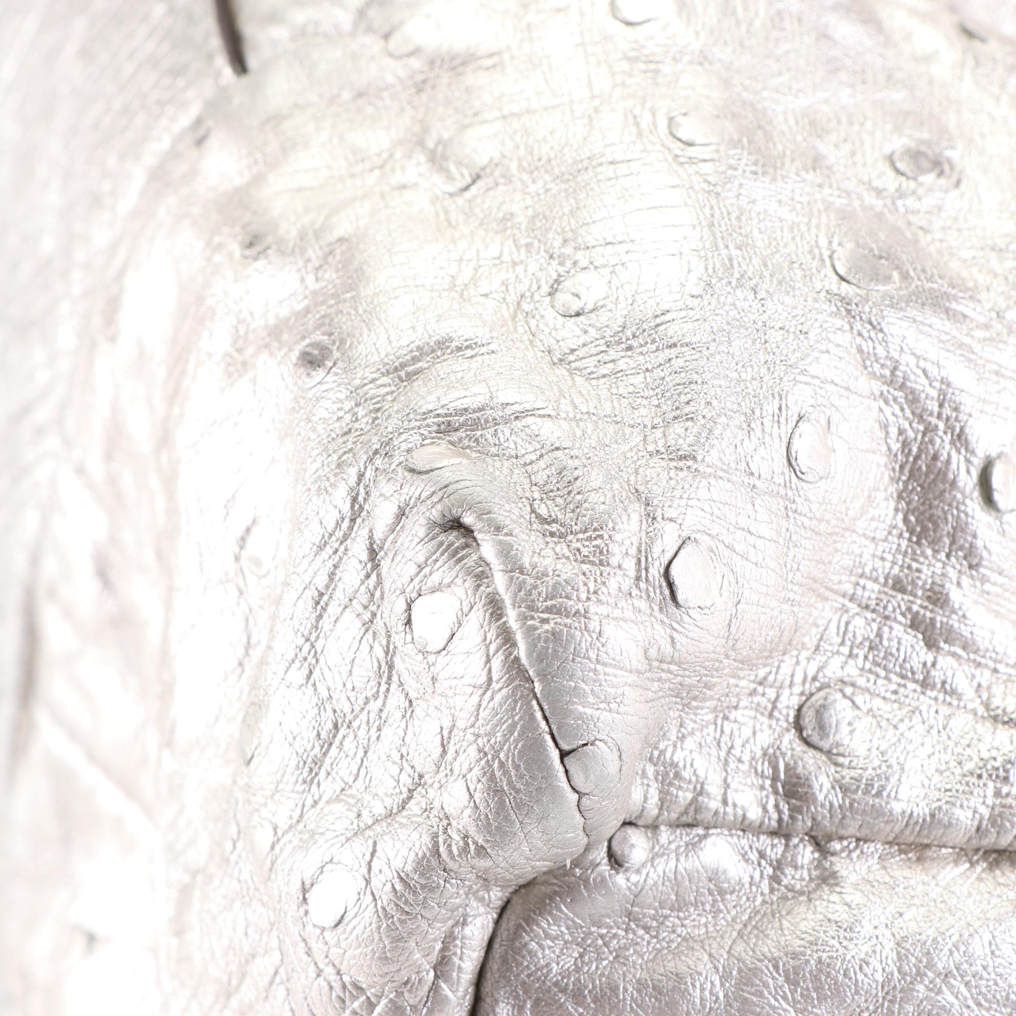 Gucci Hysteria Metallic Ostrich Skin Leather Hobo Bag