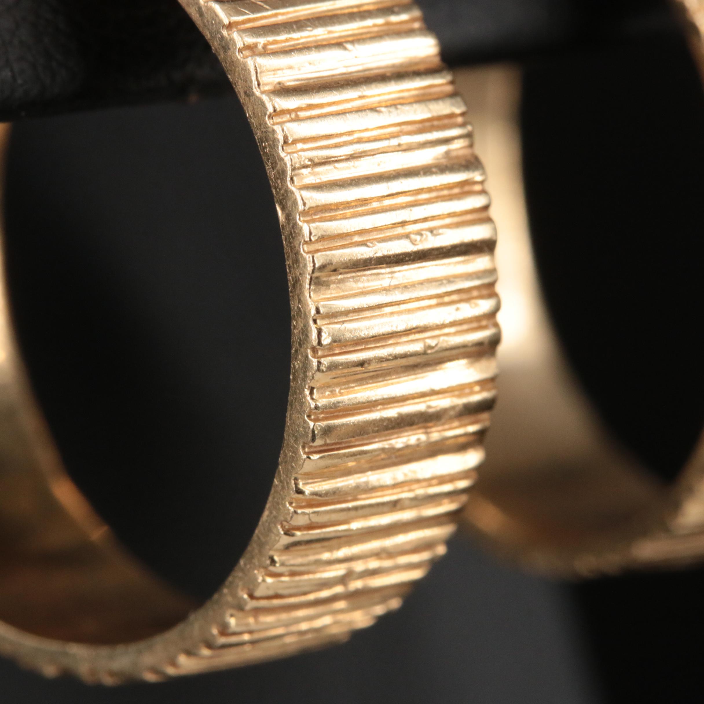 14K Textured Hoop Earrings