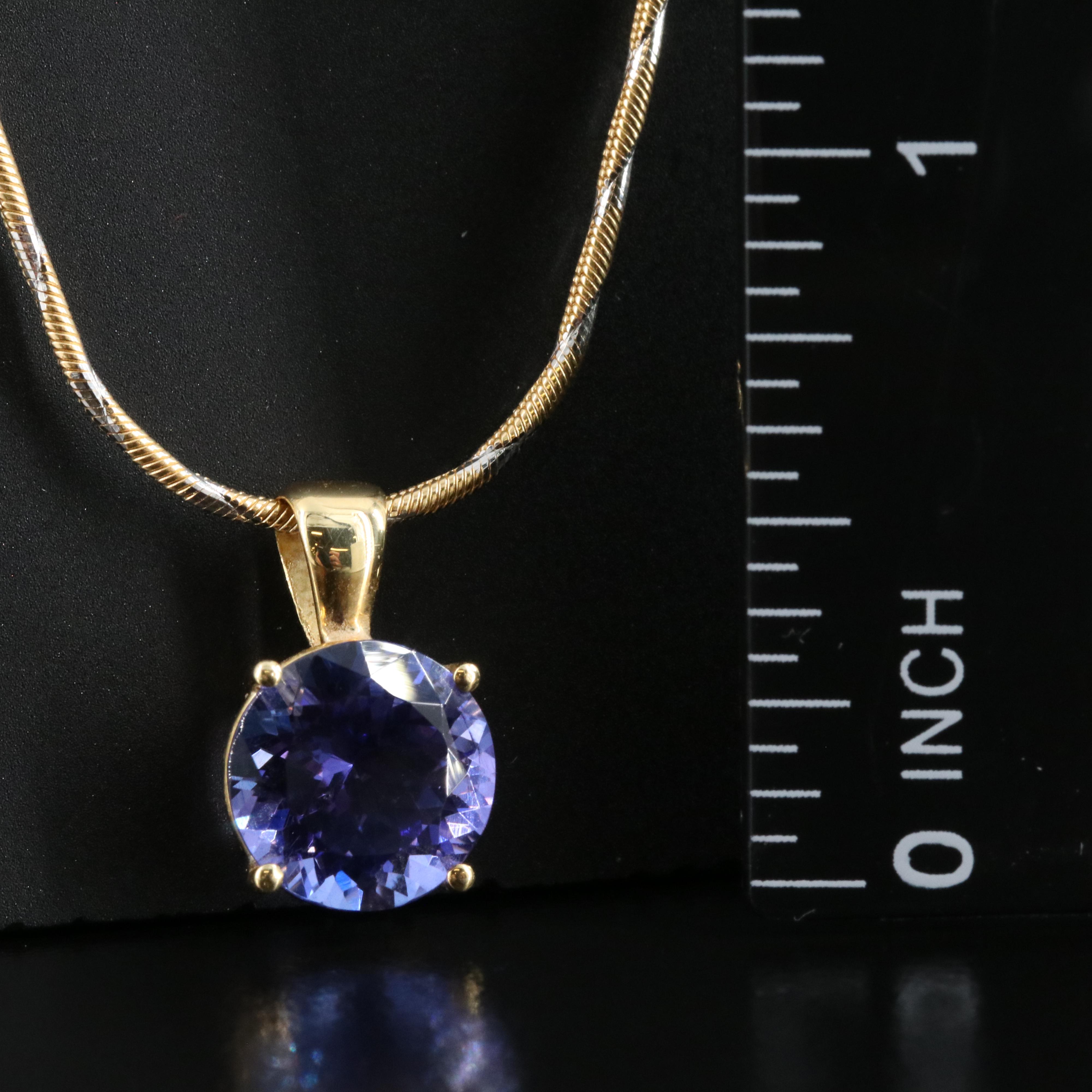 18K 3.56 CT Tanzanite Pendant on UnoAErre Two Tone Snake Chain