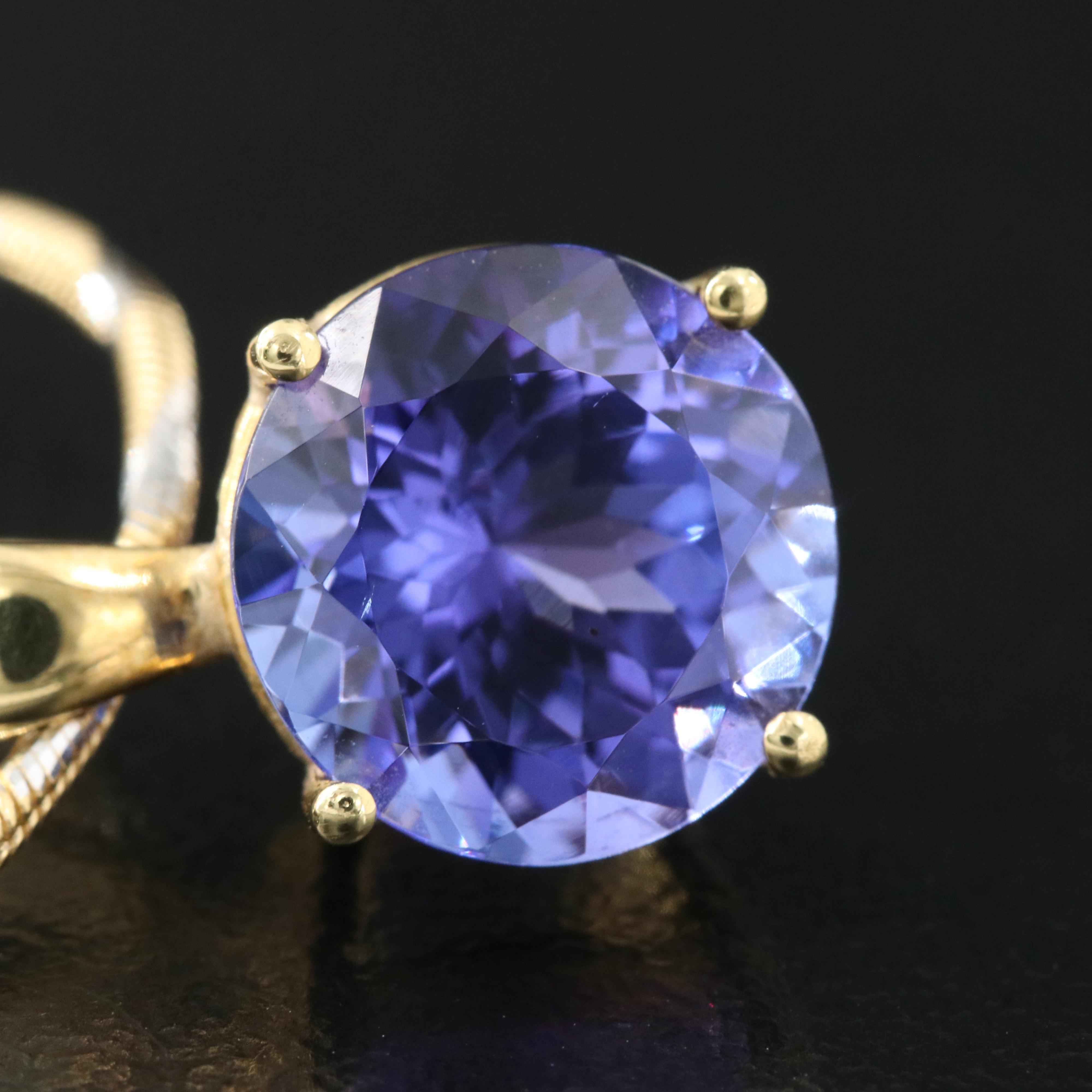 18K 3.56 CT Tanzanite Pendant on UnoAErre Two Tone Snake Chain