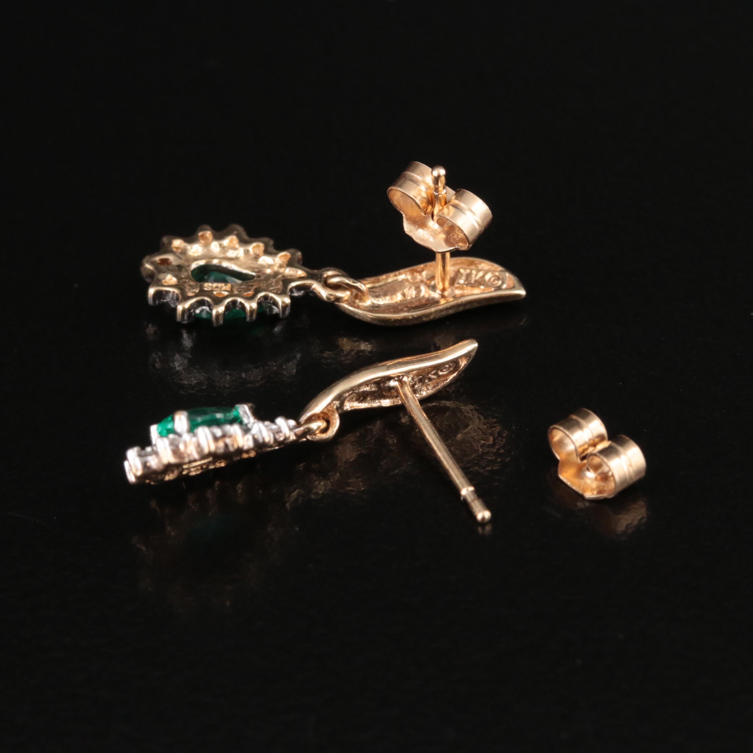10K Emerald and Diamond Earrings