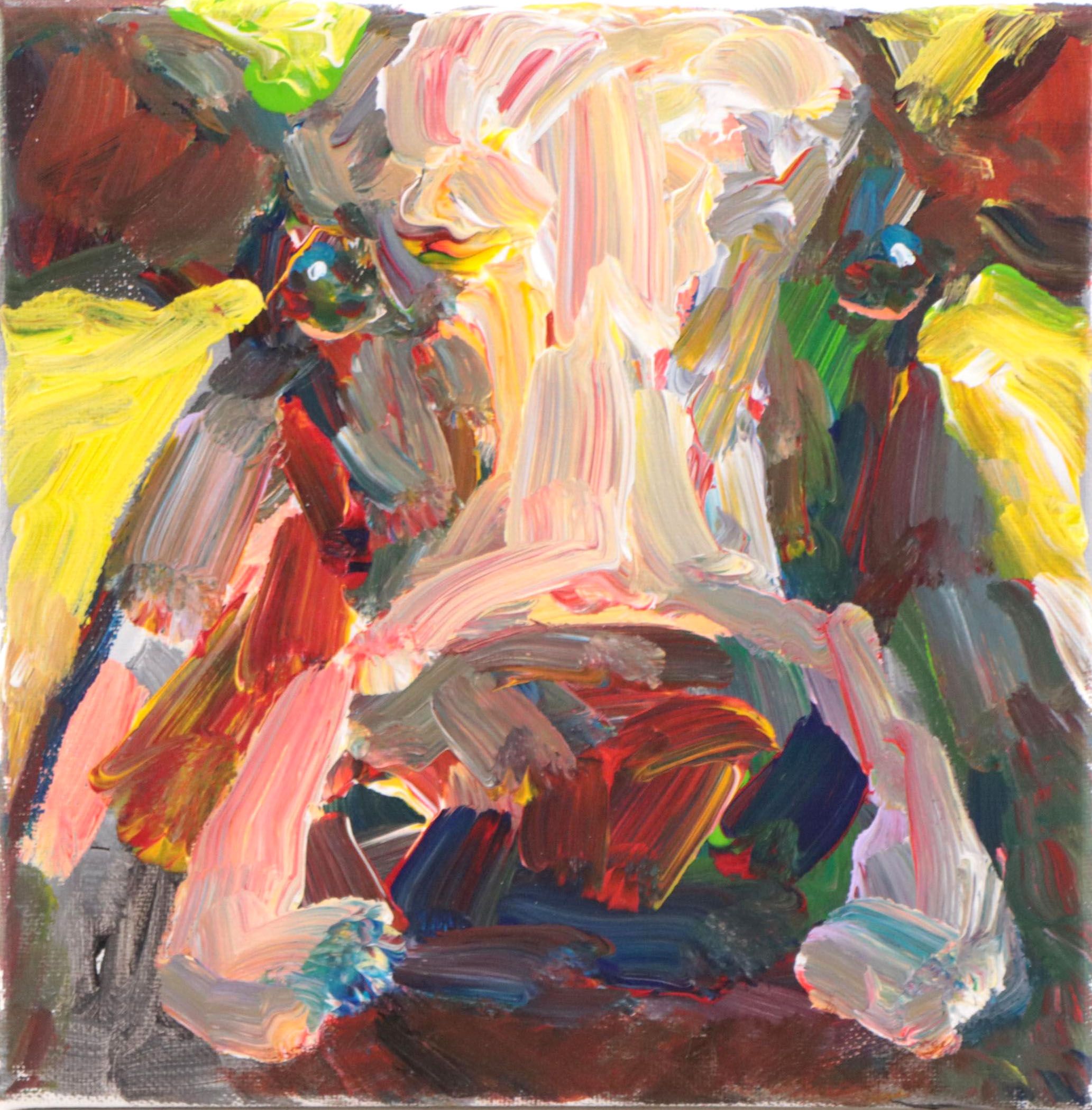 Elle Raines Acrylic Painting of Cow, 21st Century
