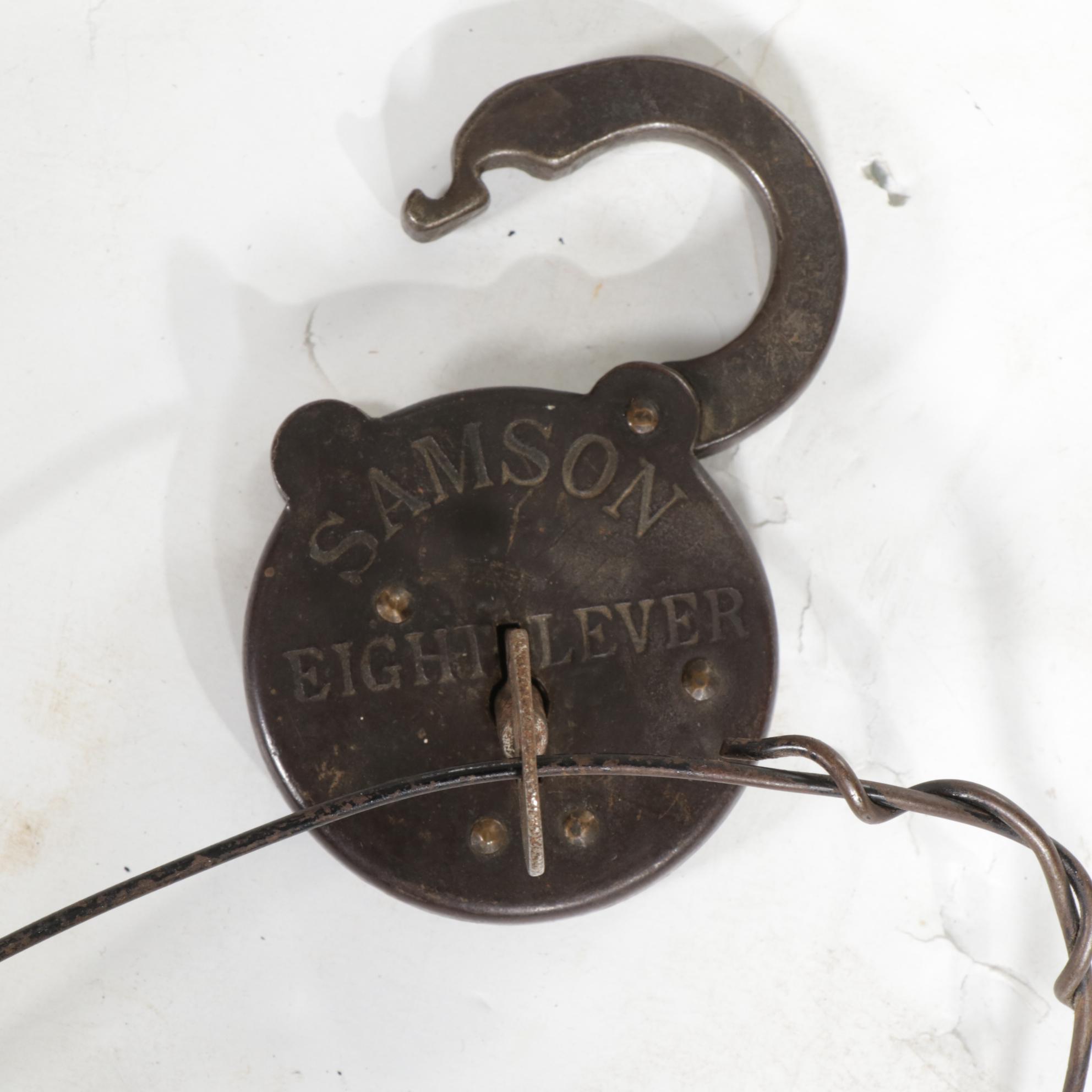 Tole Painted Floor Lamp, Pair of Sad Irons, Wooden Step Ladder, and More