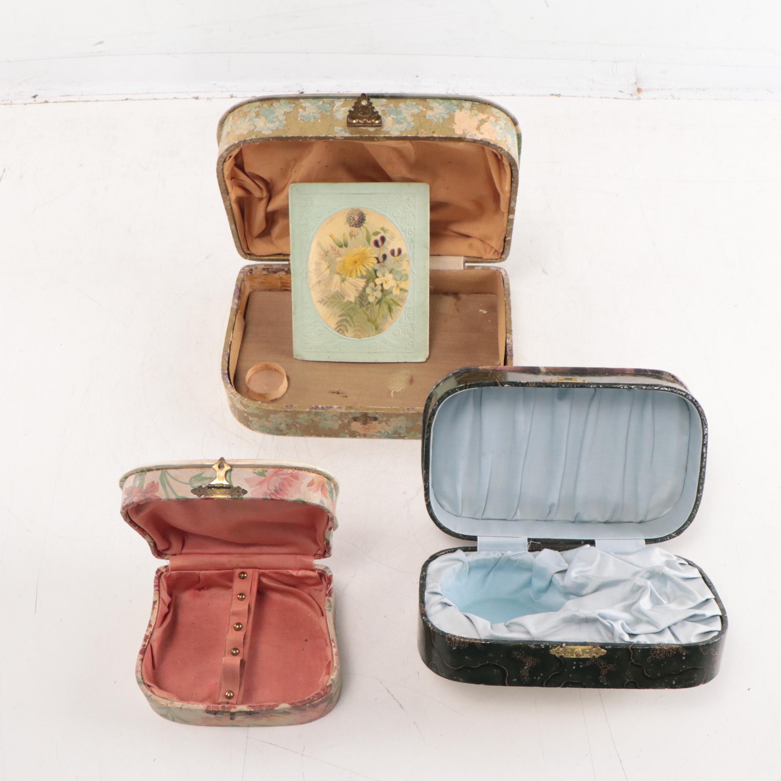 Metal Decorative Boxes, Child's Chair & End Table, and Toy Dog