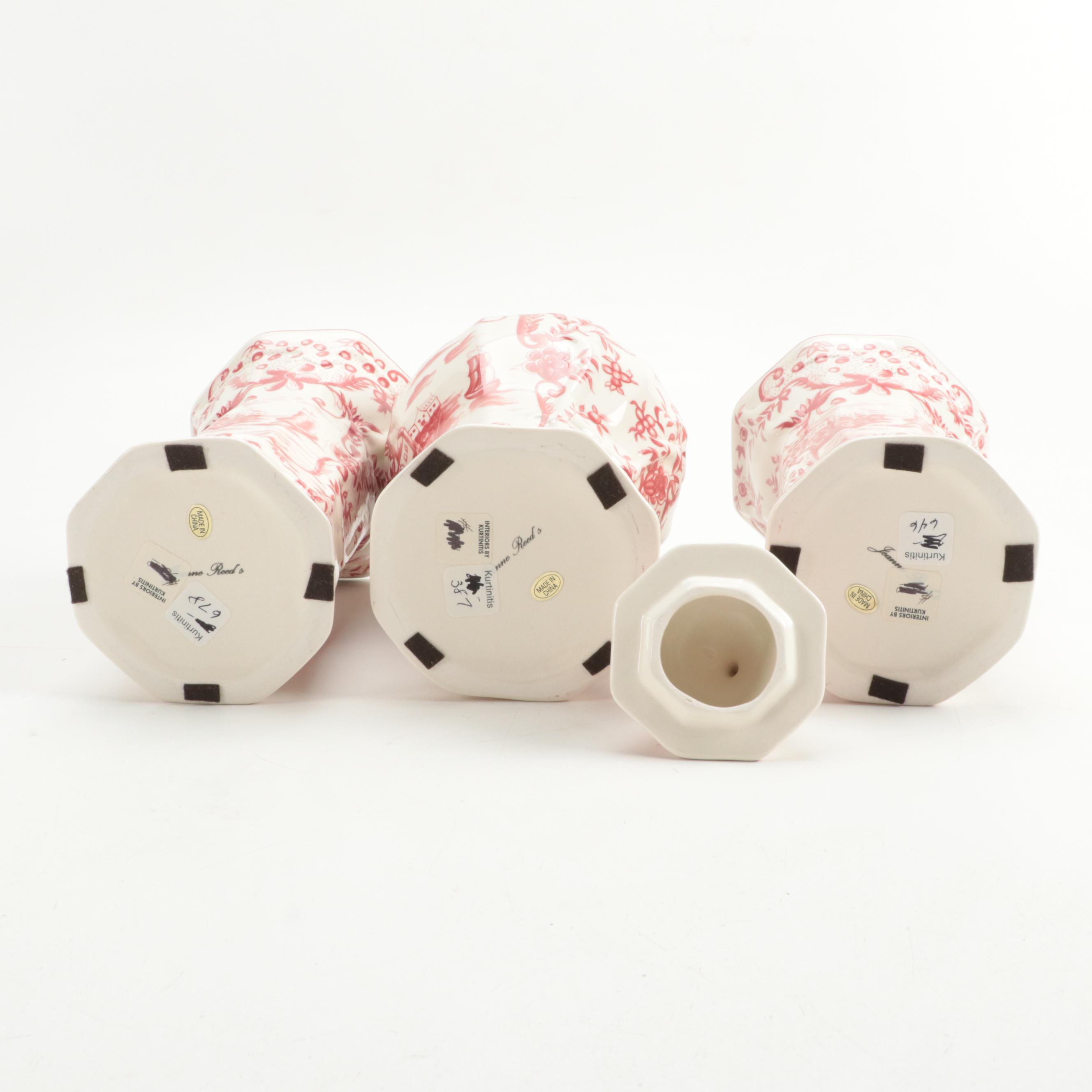 Joanne Reed's Ceramic Pink Delft Style Garniture Set