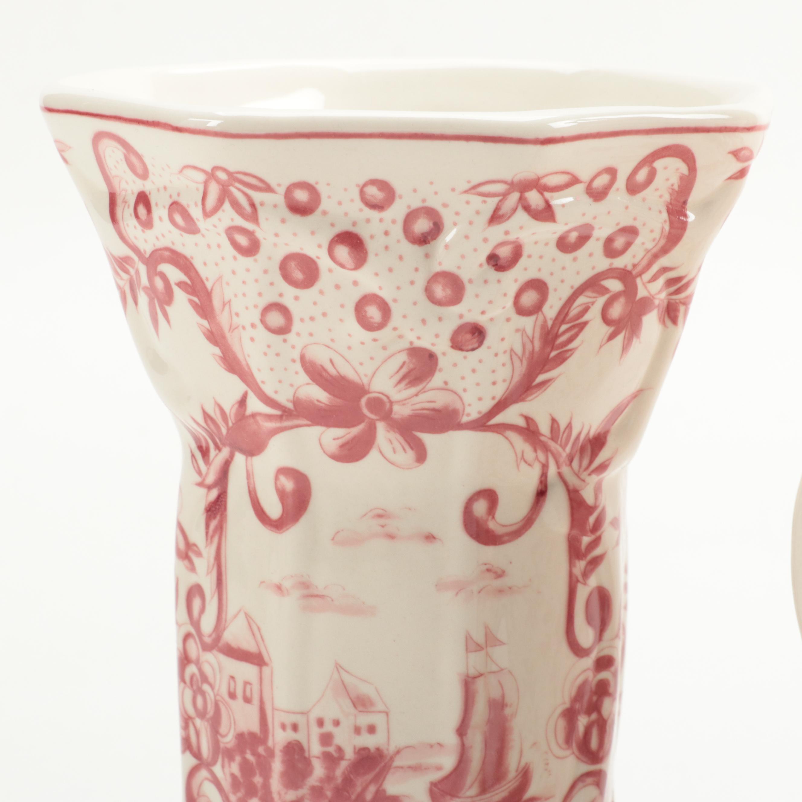 Joanne Reed's Ceramic Pink Delft Style Garniture Set