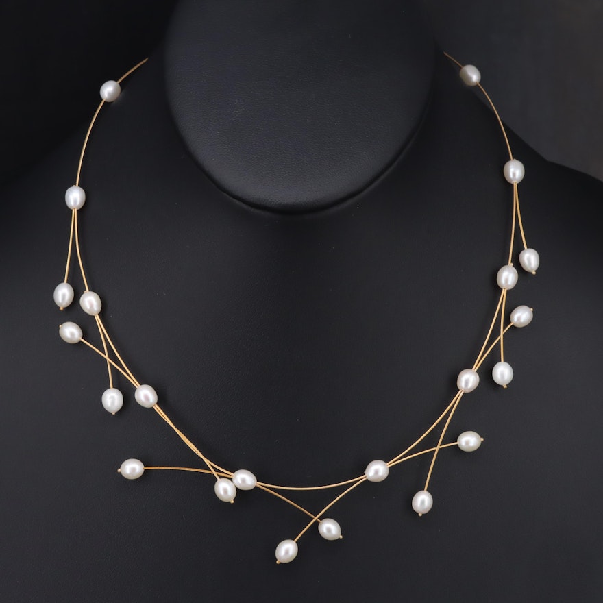 14K Pearl Cable Necklace
