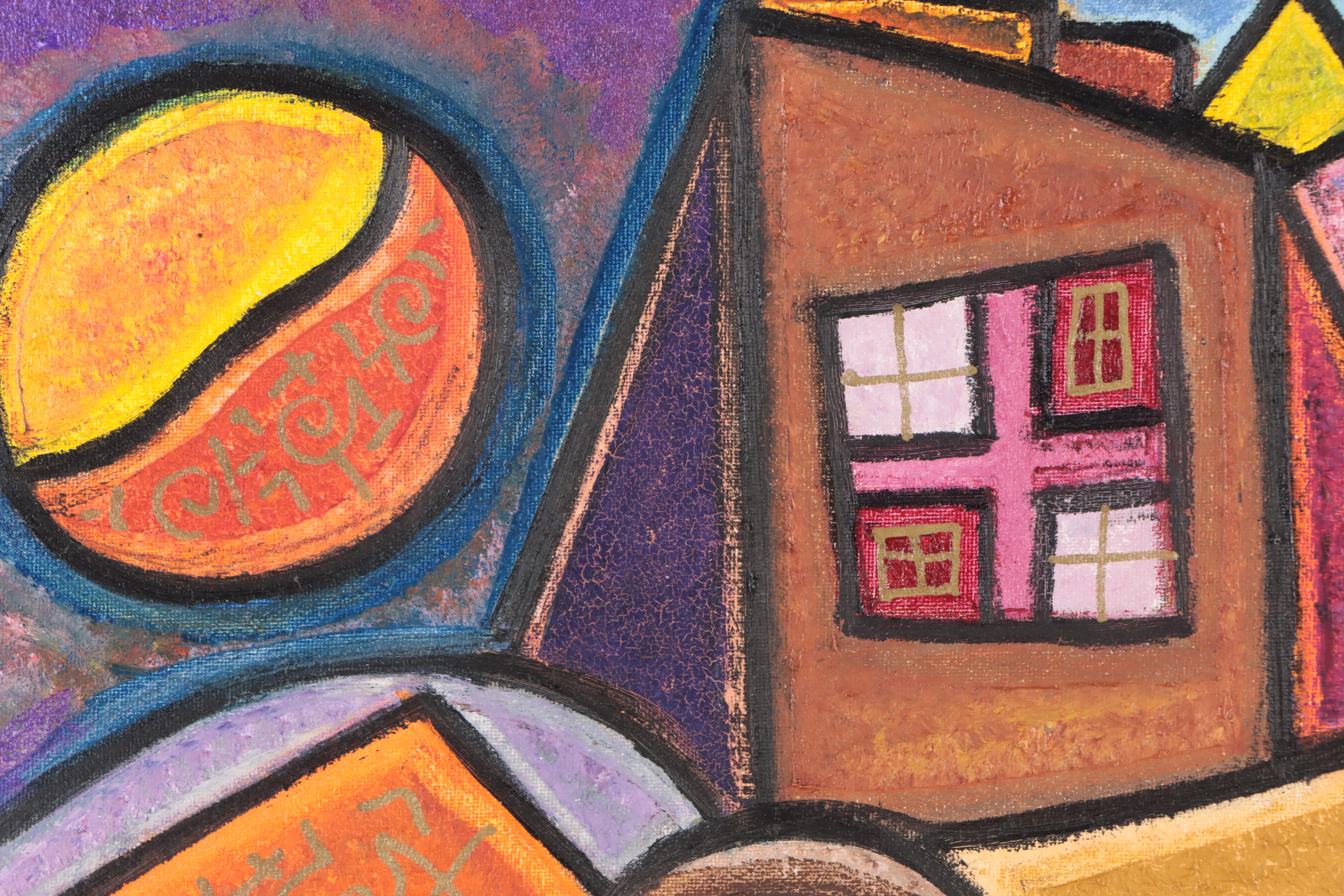 Lanre Buraimoh Oil Painting "Old Town II," 2022