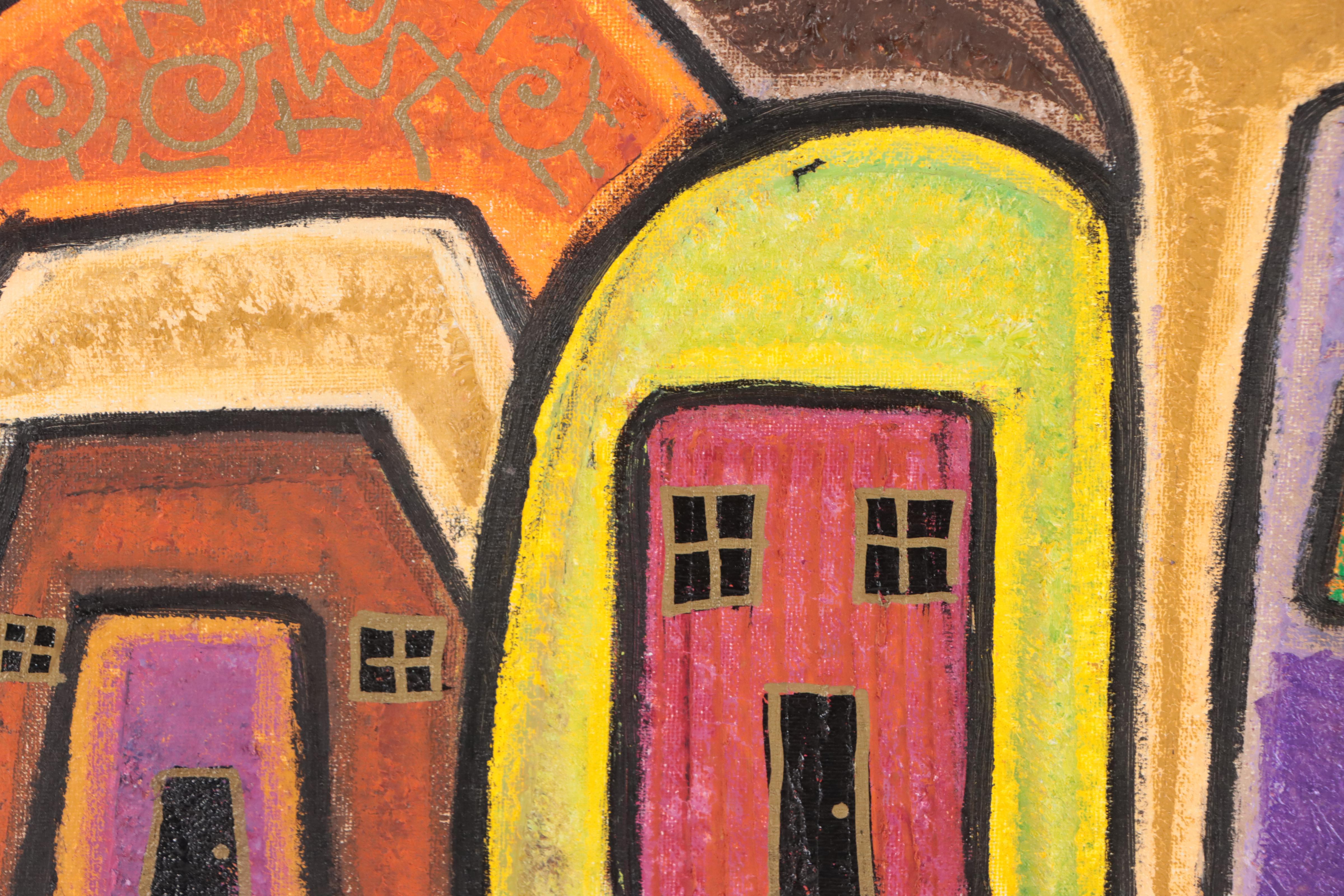 Lanre Buraimoh Oil Painting "Old Town II," 2022