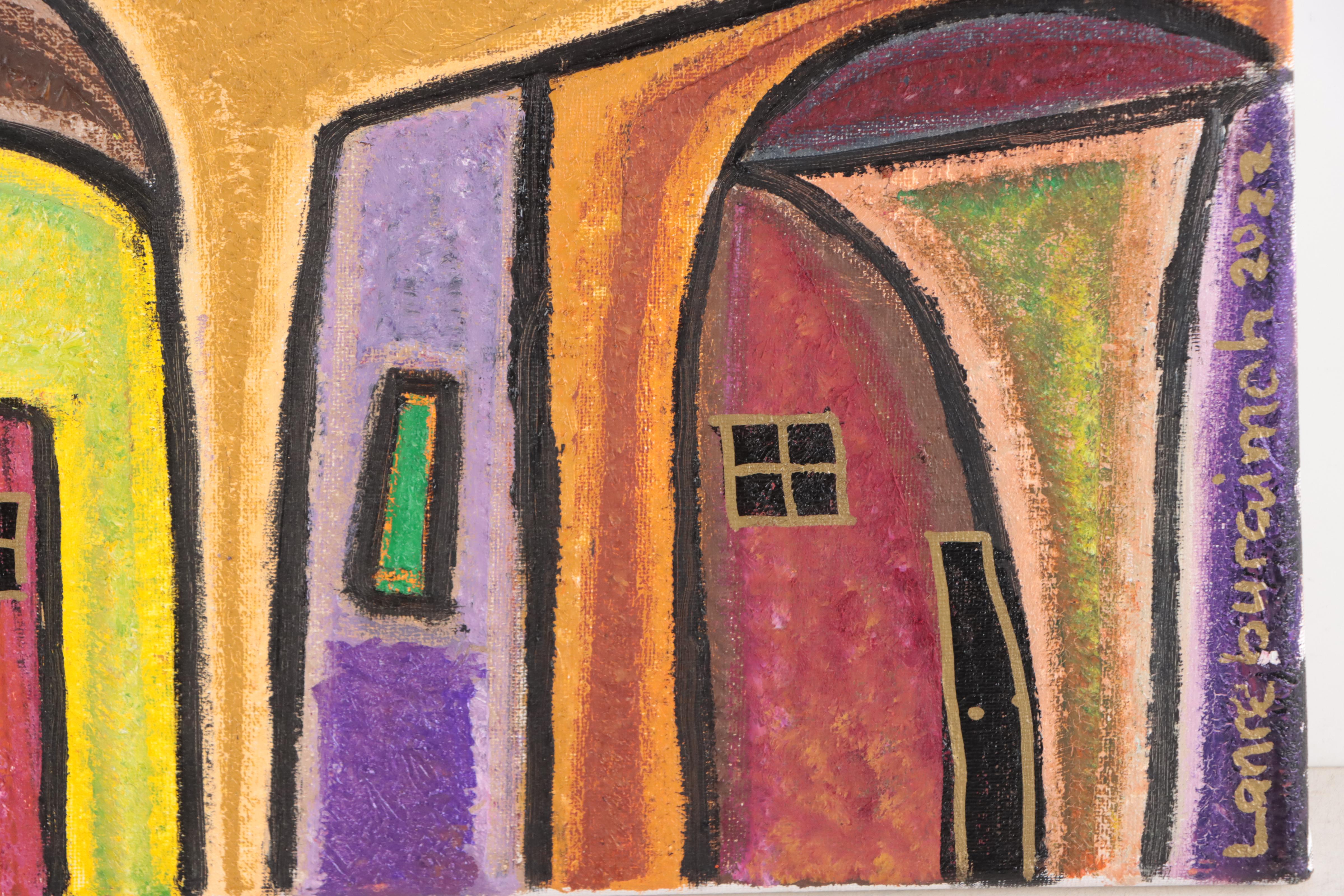 Lanre Buraimoh Oil Painting "Old Town II," 2022