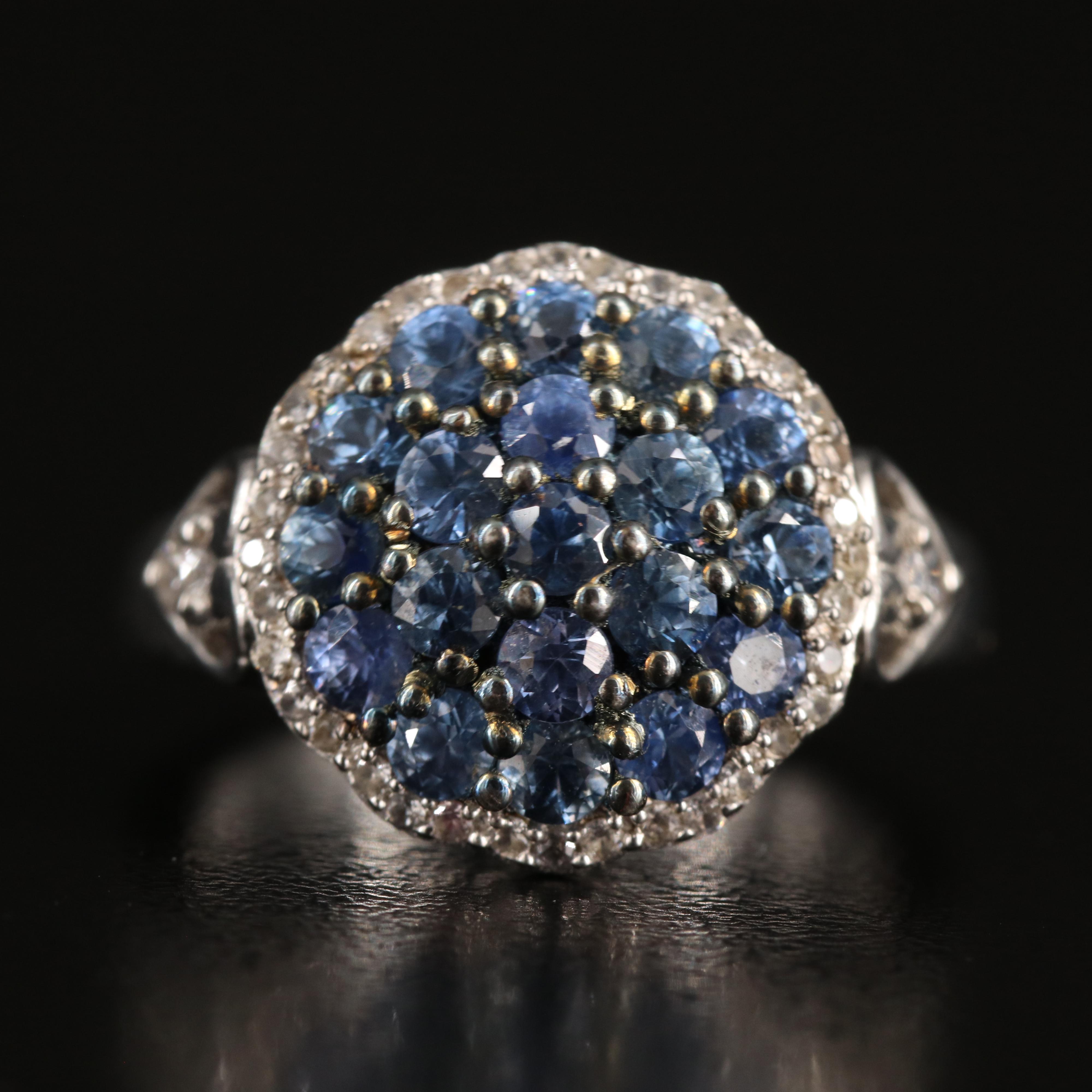Sterling Sapphire and Topaz Ring