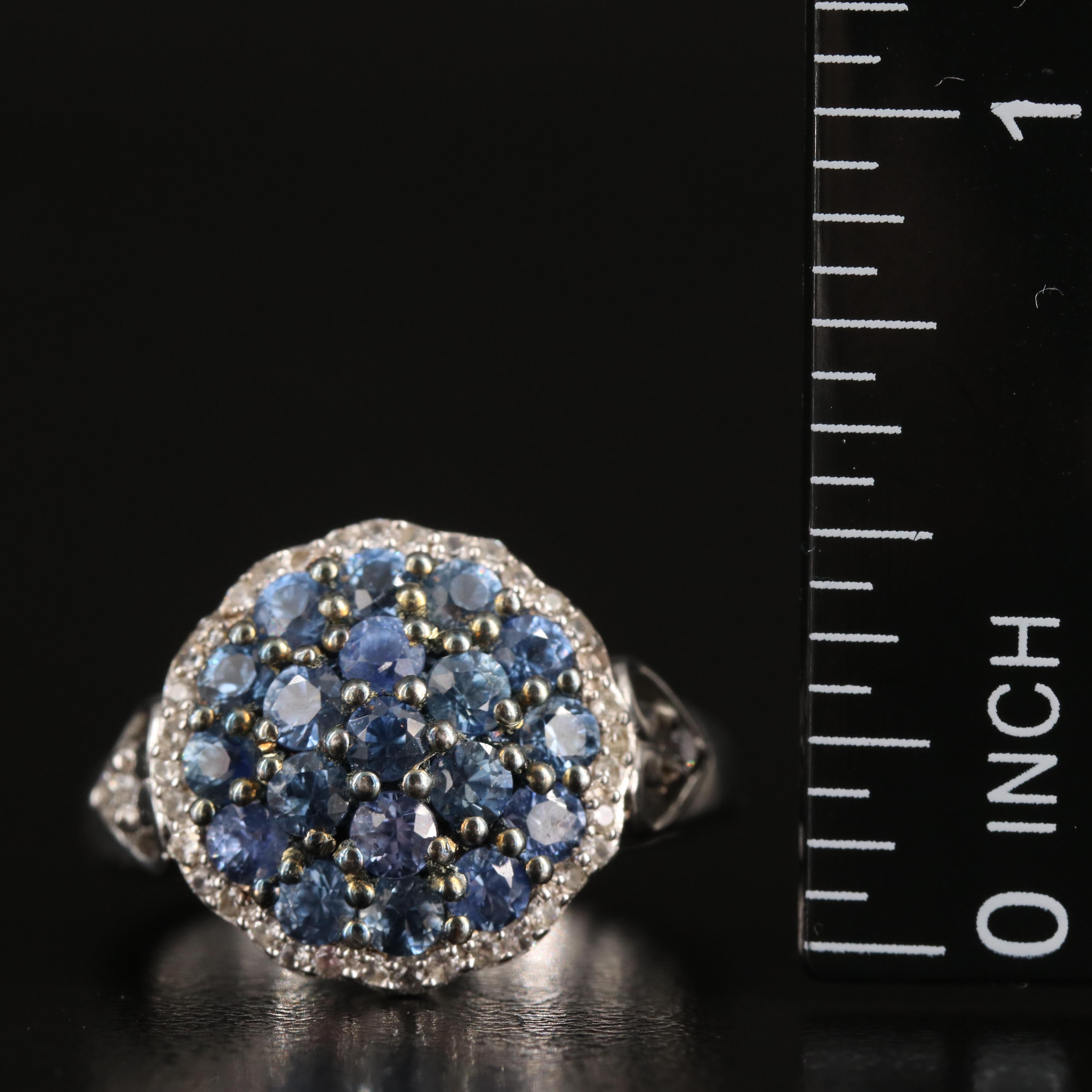 Sterling Sapphire and Topaz Ring
