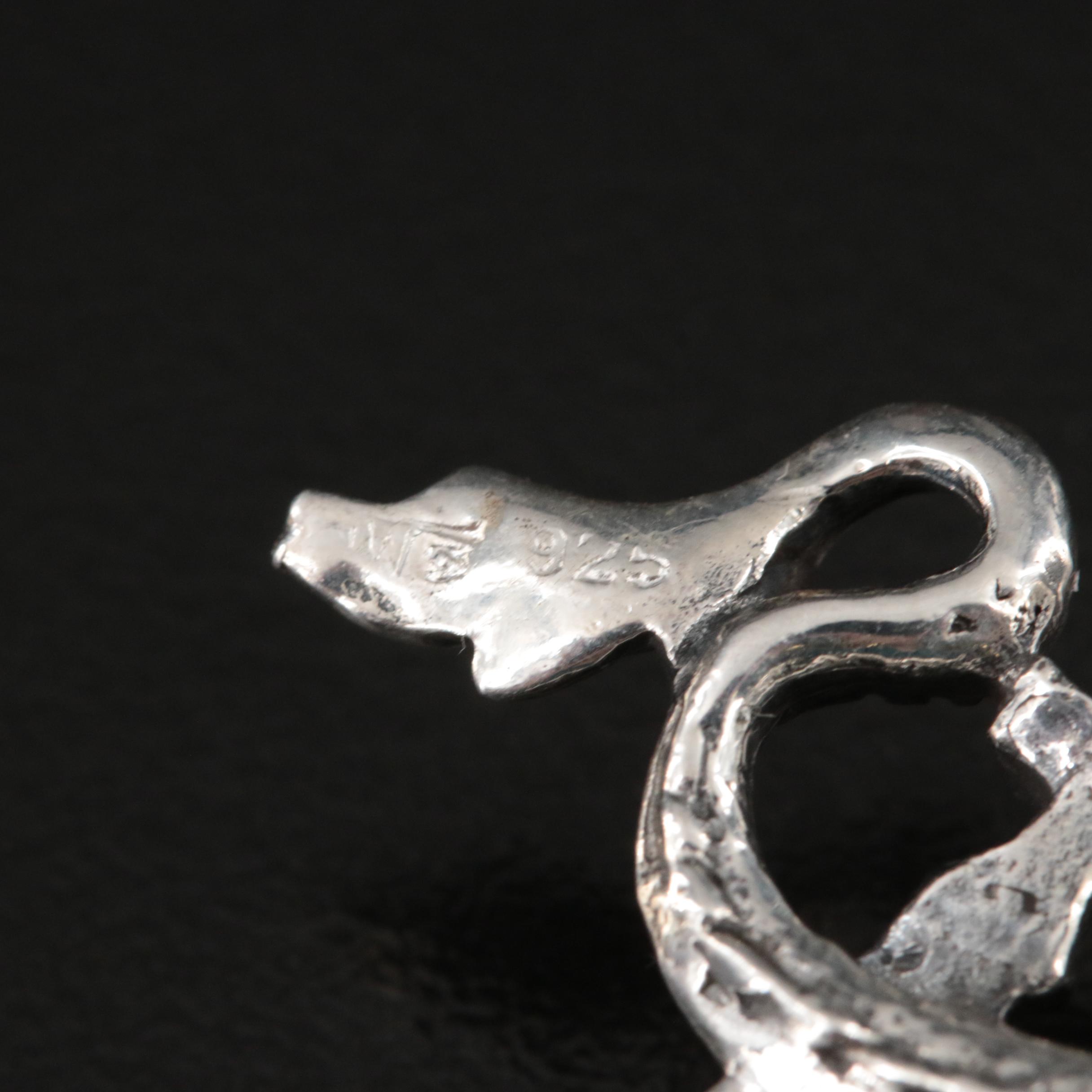 Sterling Garnet Dragon Pendant