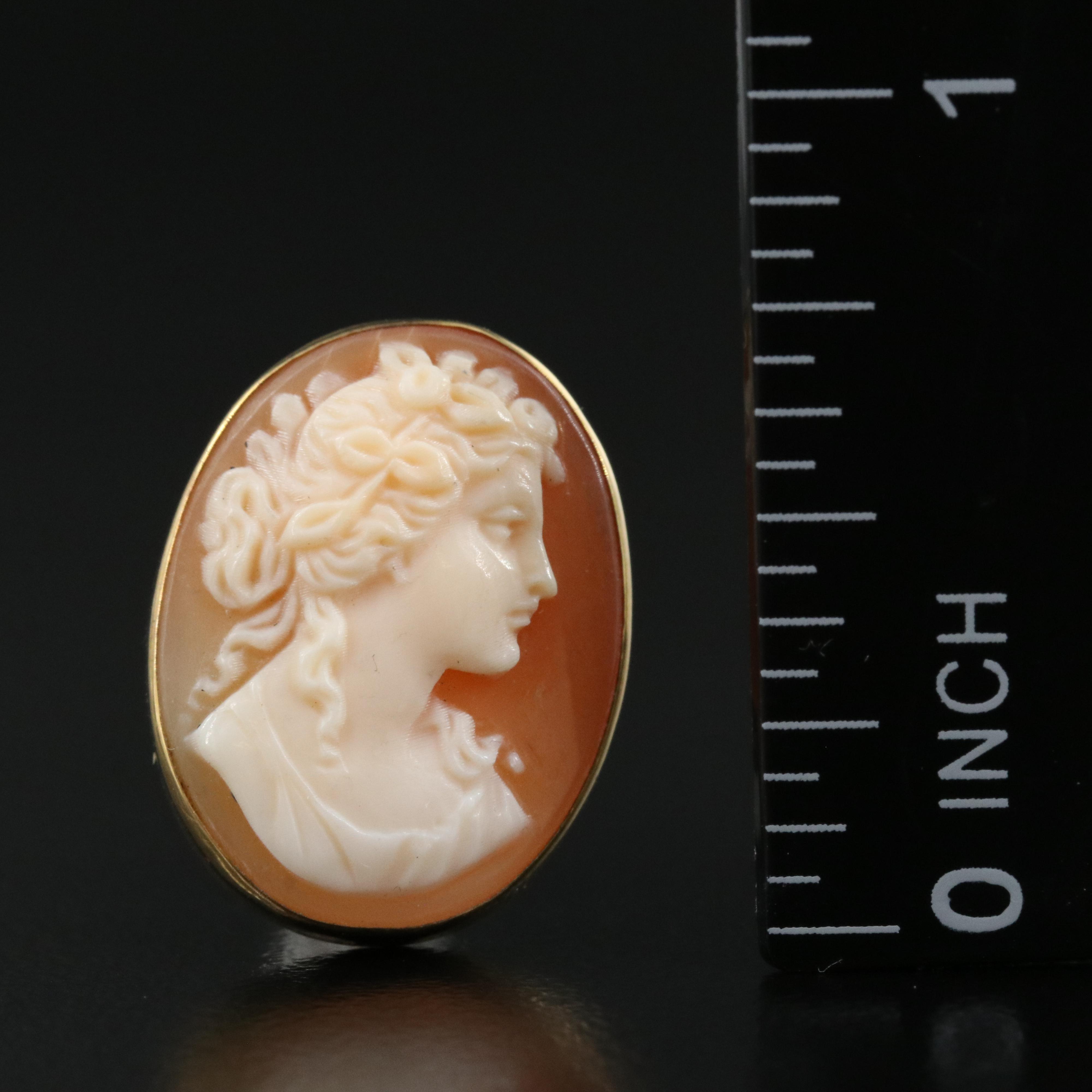 14K Shell Cameo Earrings