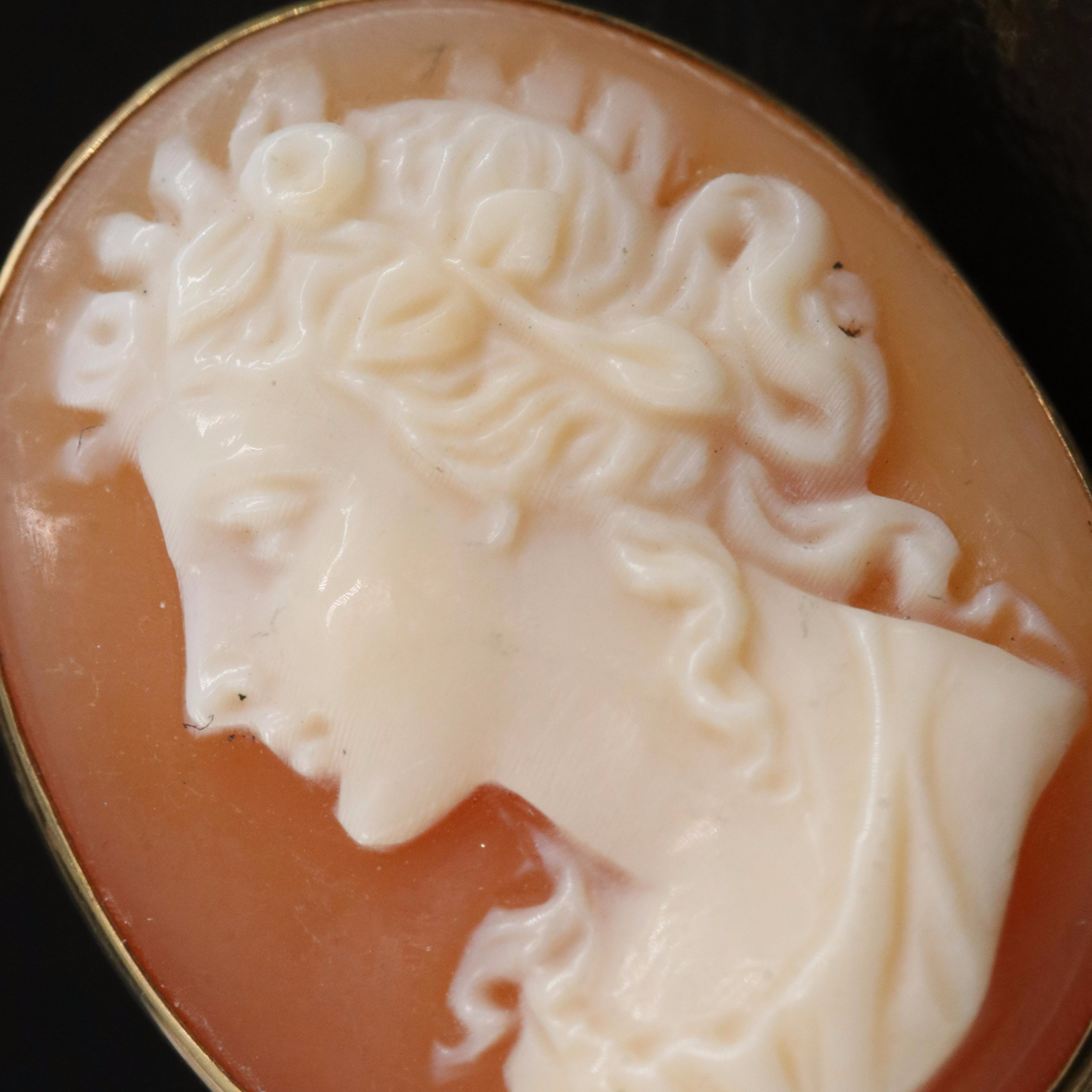 14K Shell Cameo Earrings