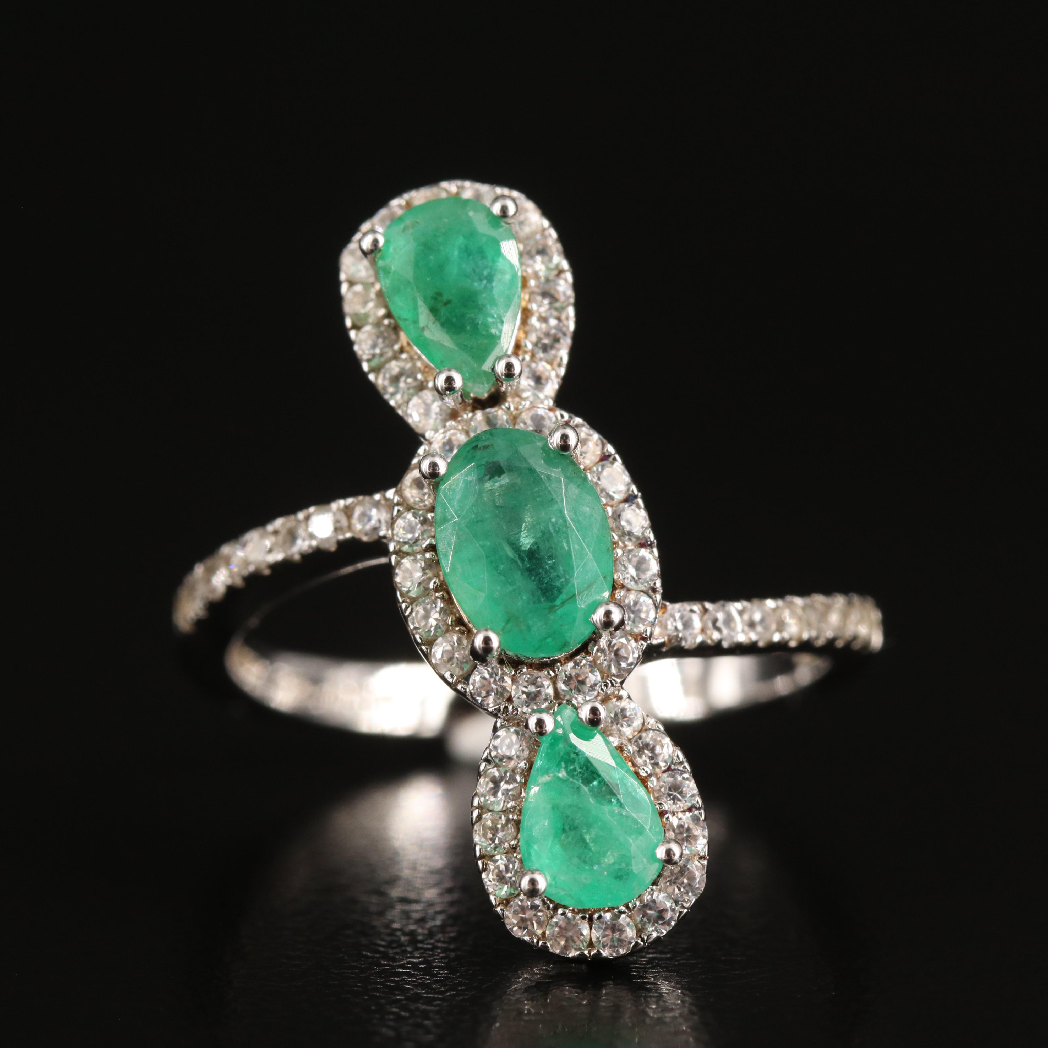 Sterling Emerald and Topaz Ring
