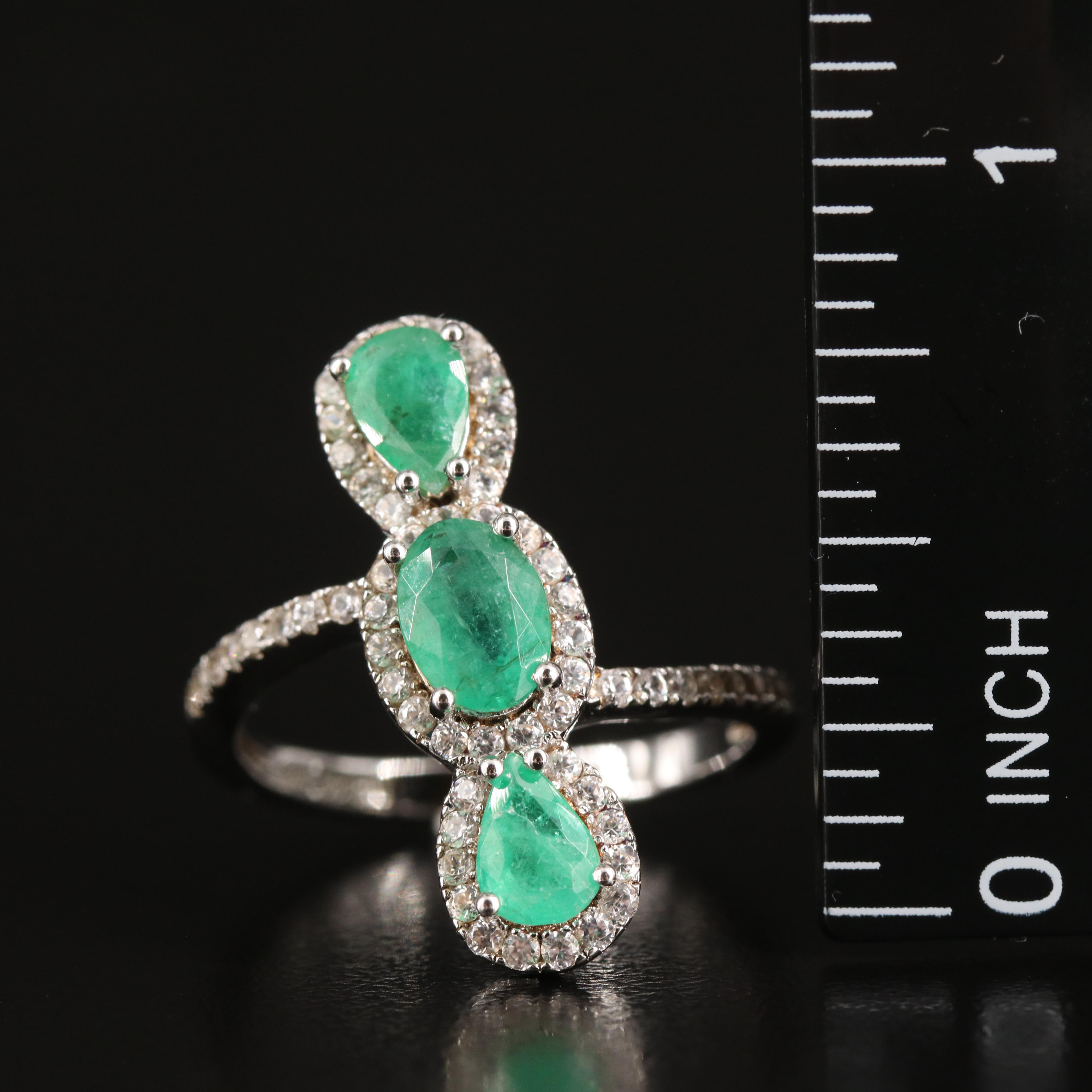 Sterling Emerald and Topaz Ring