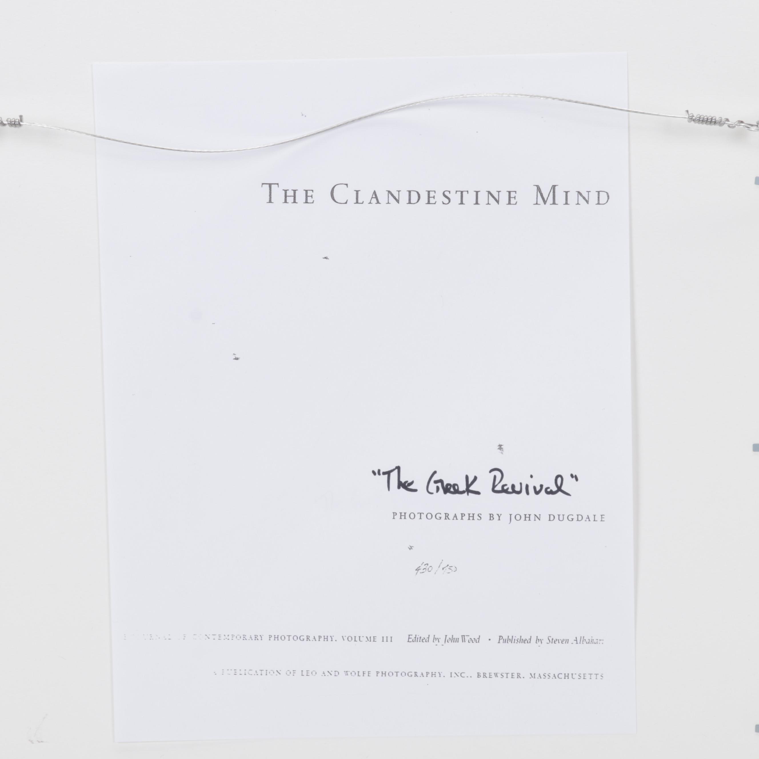 John Dugdale Photogravure "The Greek Revival" From "The Clandestine Mind," 2002