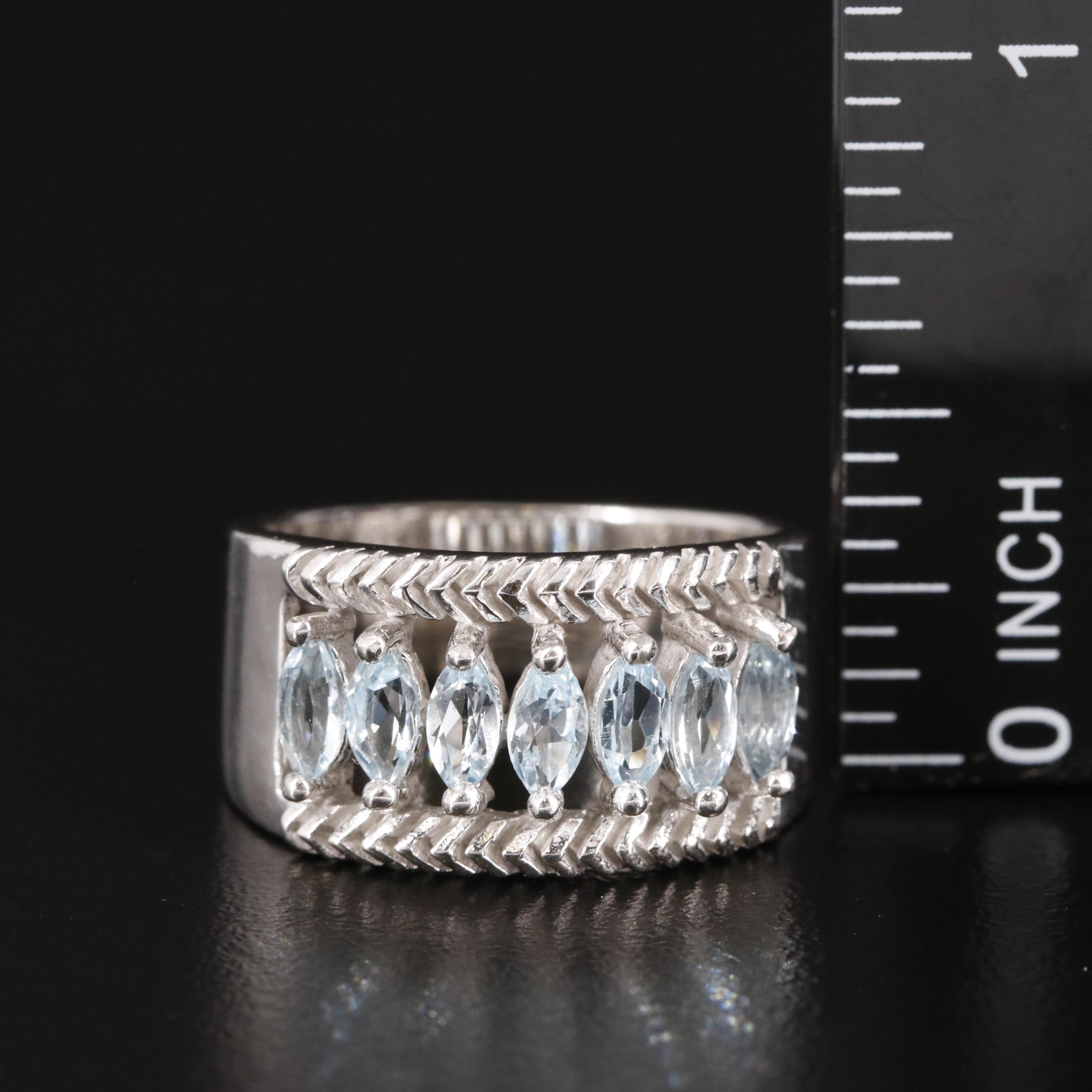 Sterling Blue Topaz Open Work Ring