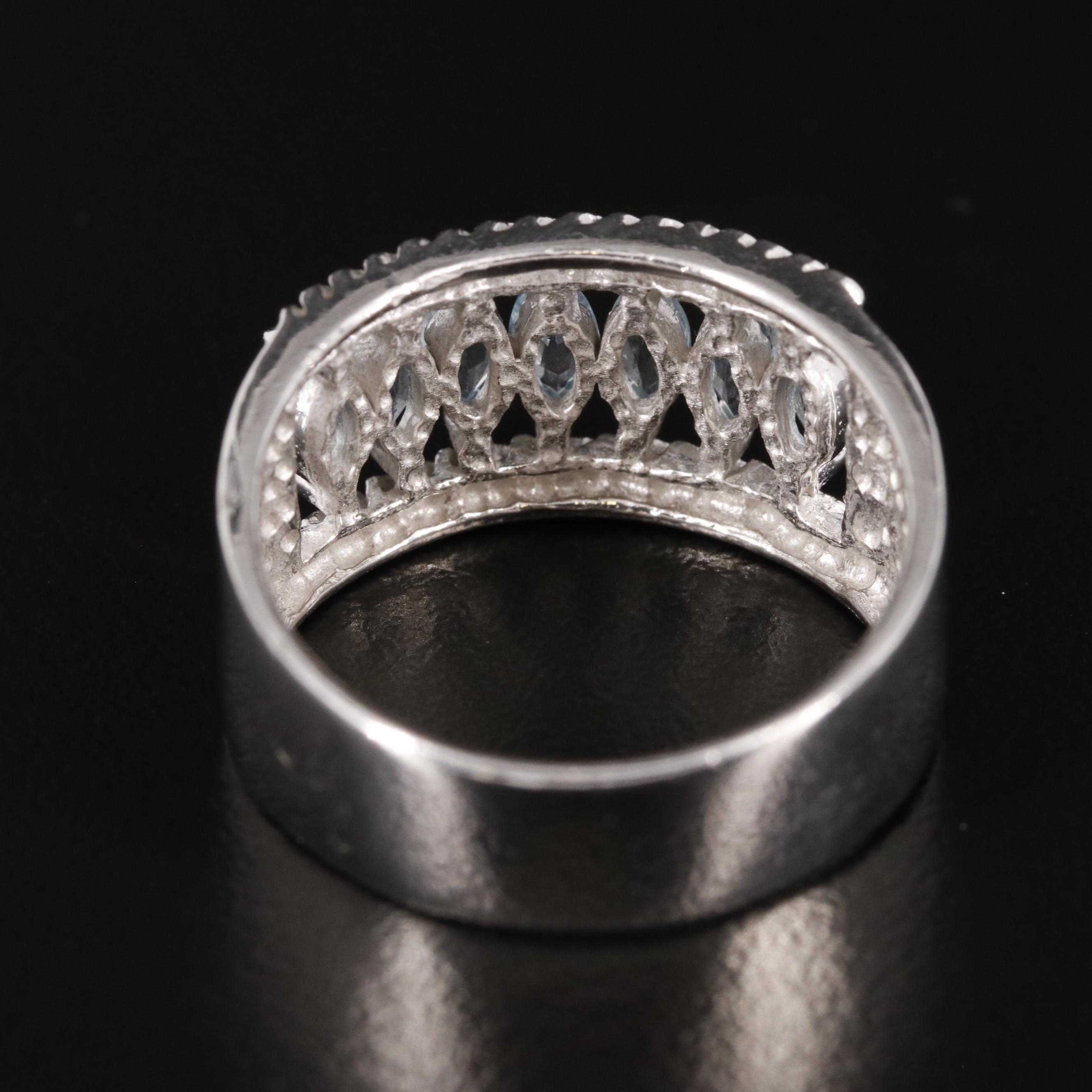 Sterling Blue Topaz Open Work Ring