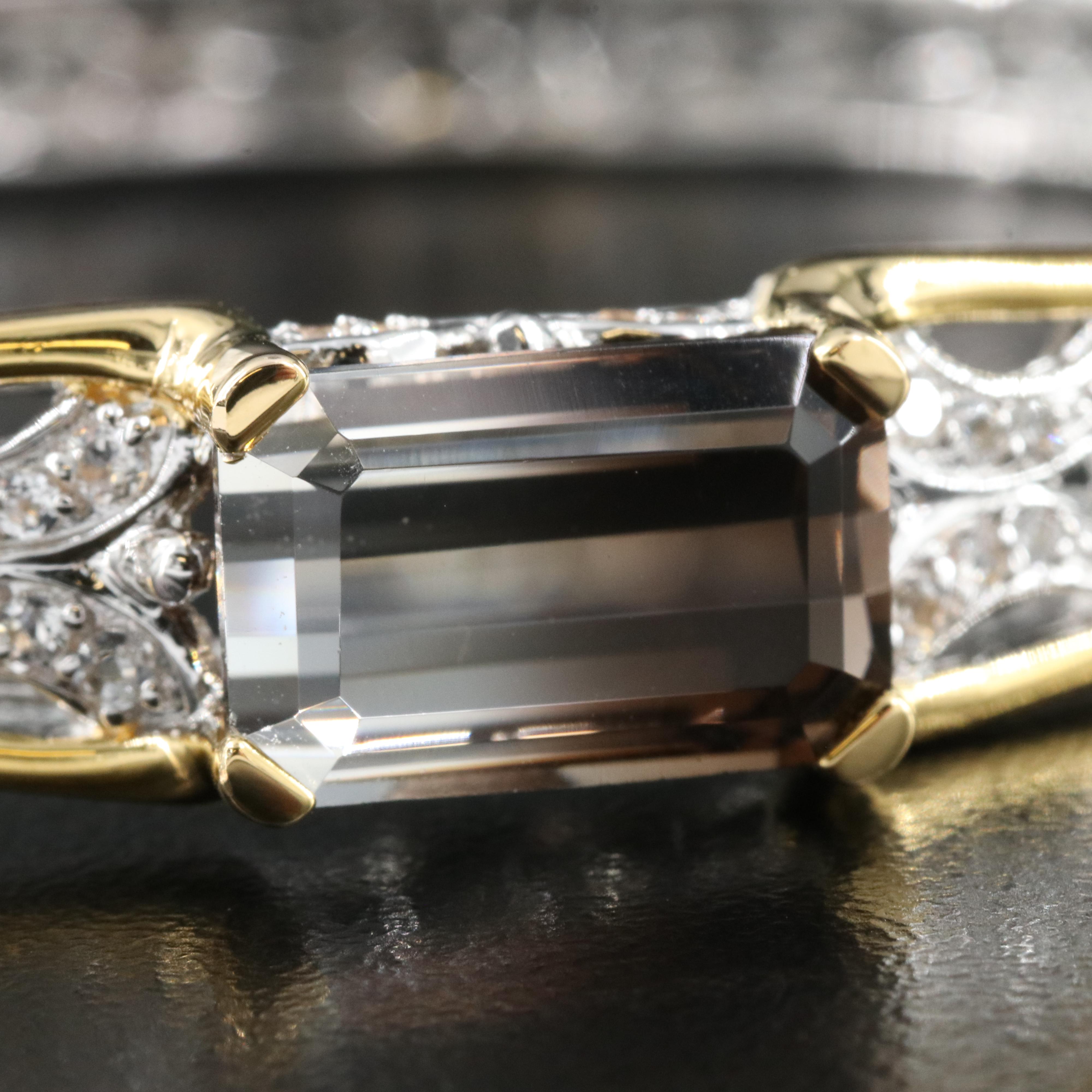 Sterling Smoky Quartz and Topaz Hinged Bangle