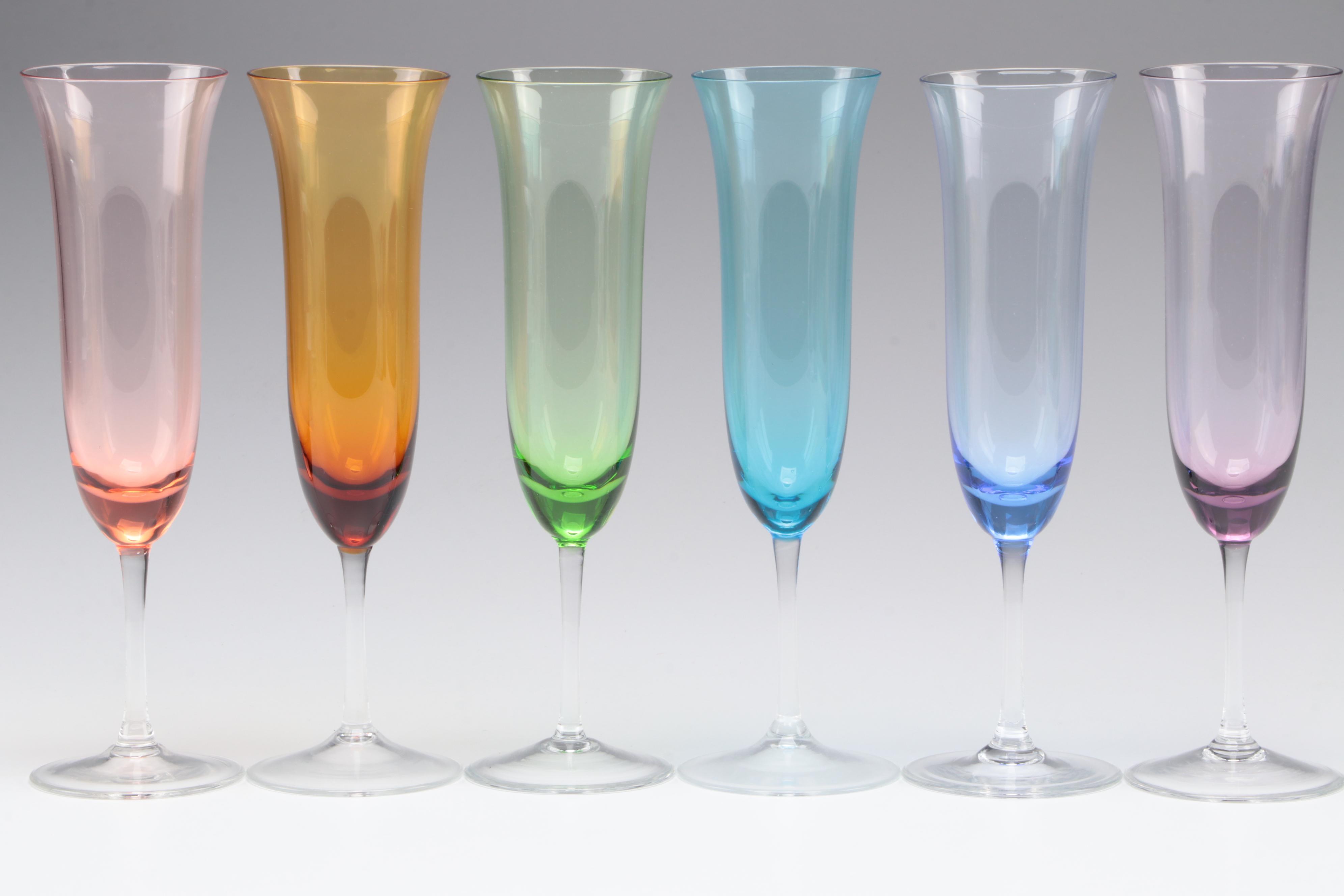 Colored Glass Champagne Flutes