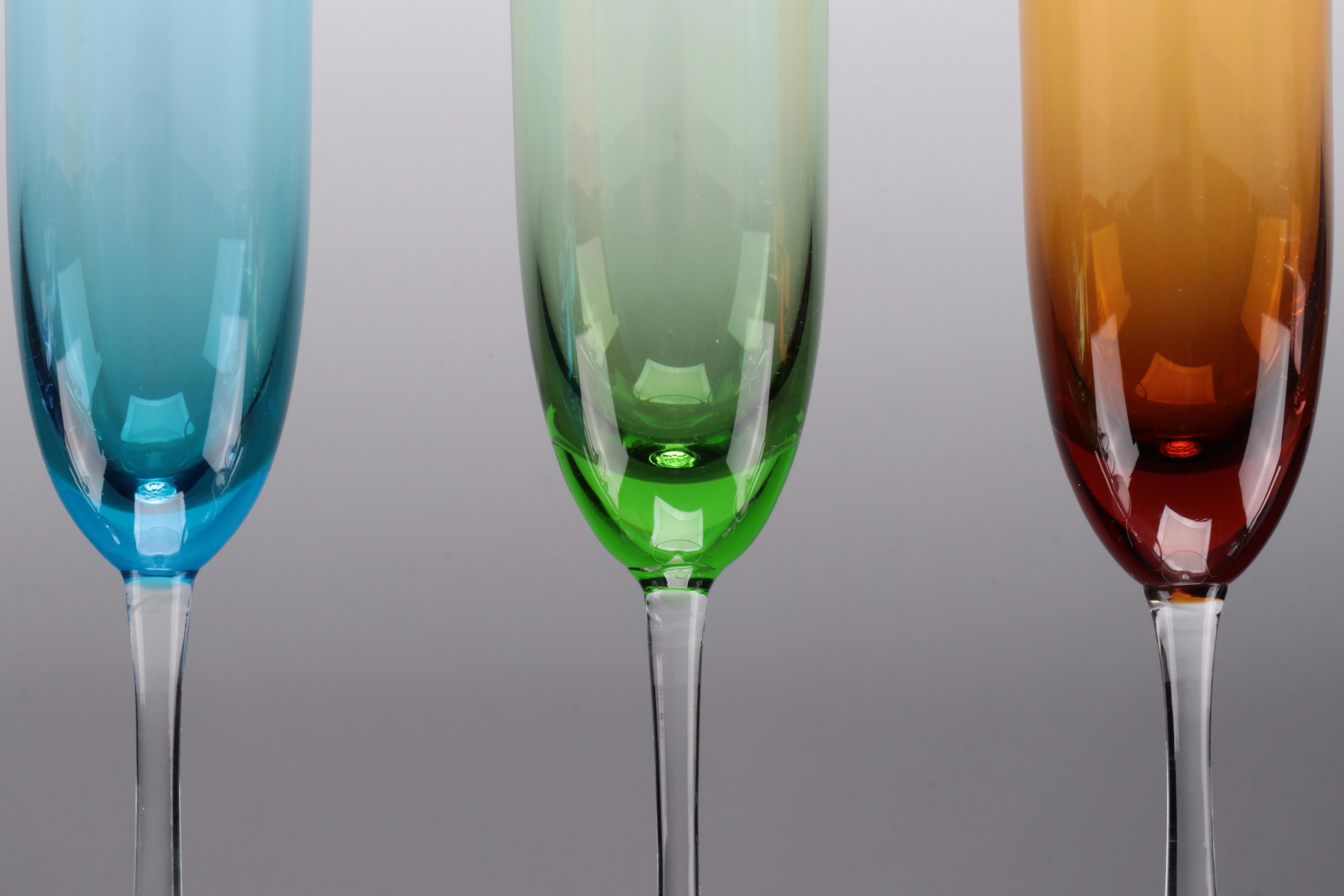 Colored Glass Champagne Flutes