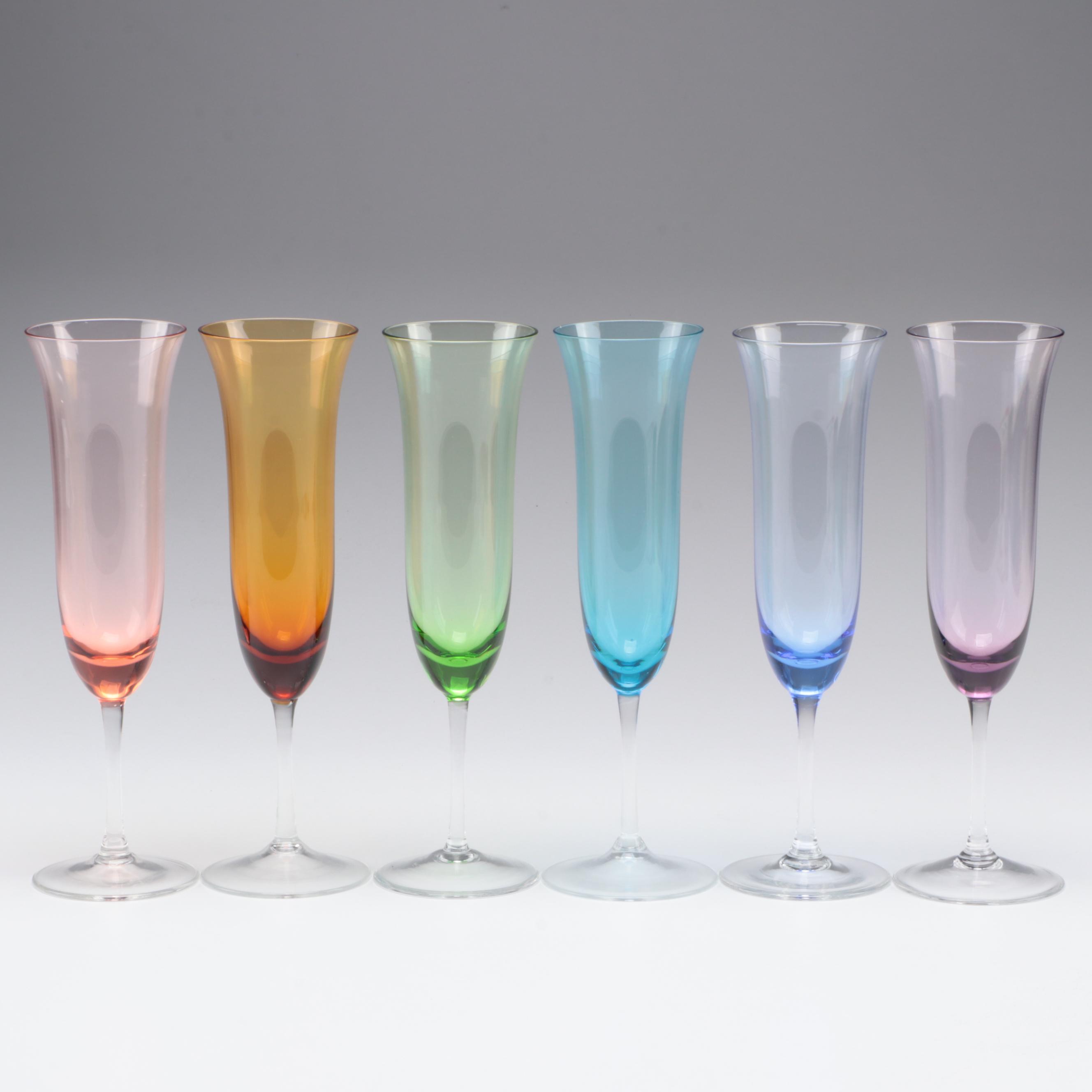 Colored Glass Champagne Flutes