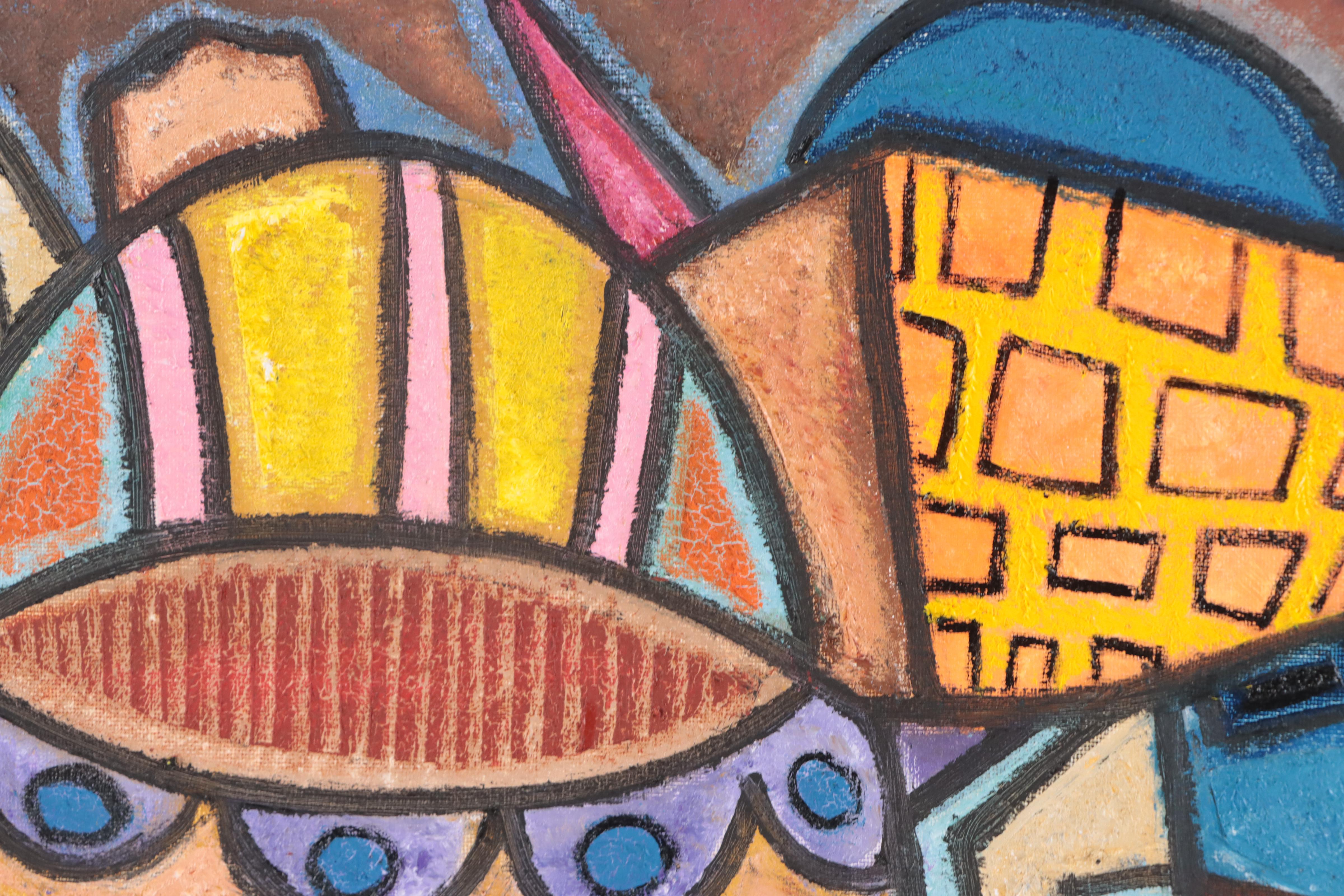 Lanre Buraimoh Oil Painting "Northern Houses," 2022