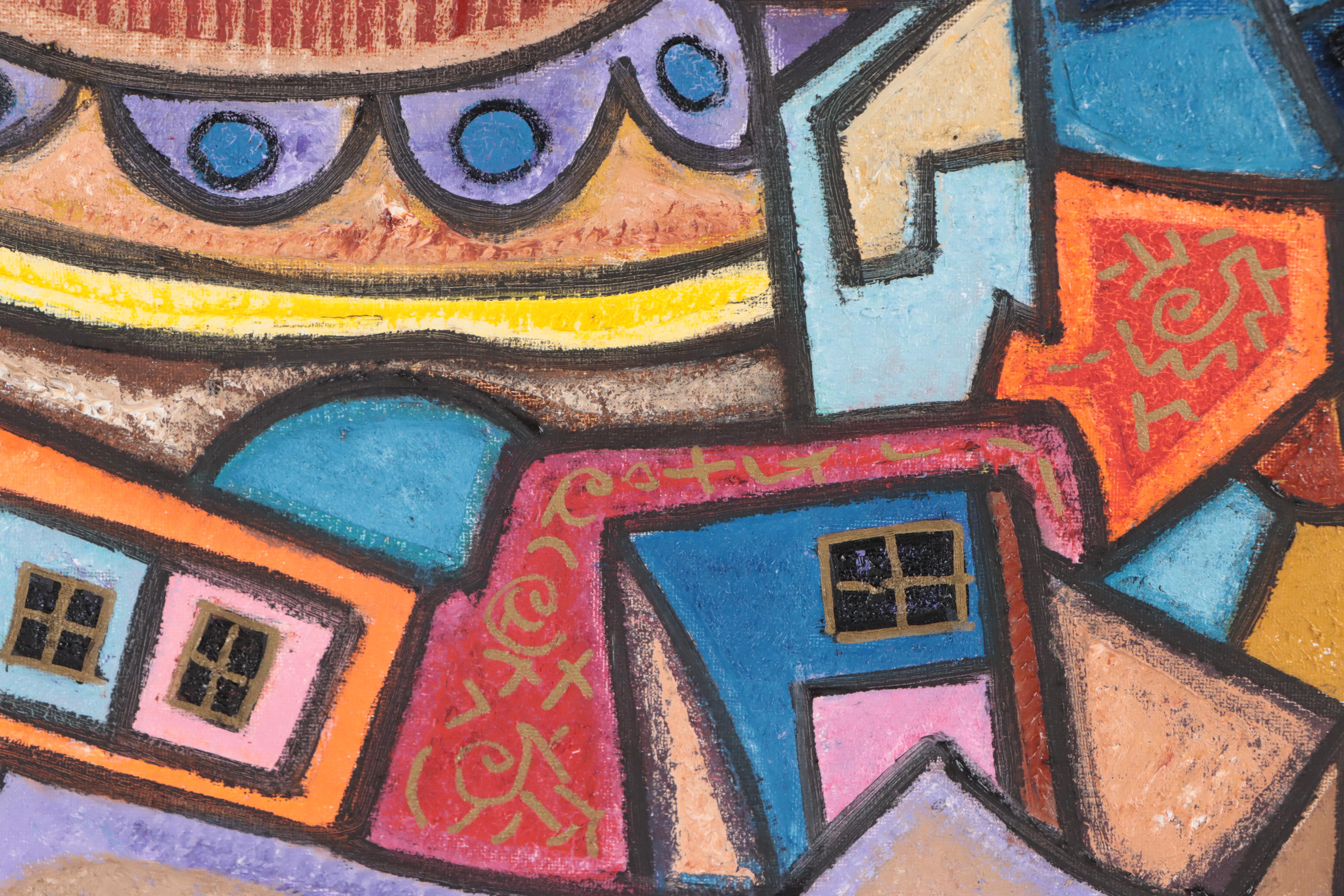 Lanre Buraimoh Oil Painting "Northern Houses," 2022