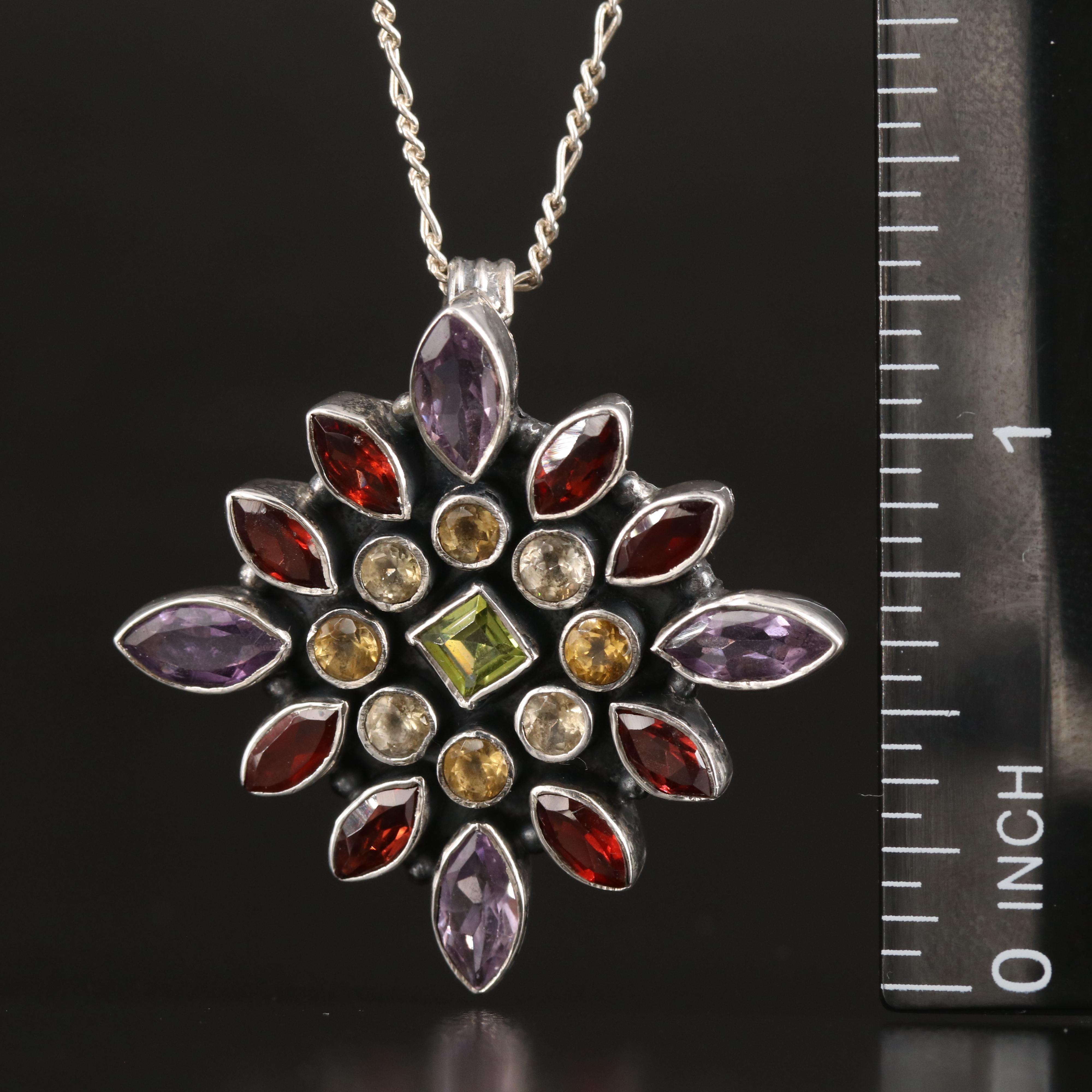 Sterling Gemstone Converter Pendant Necklace