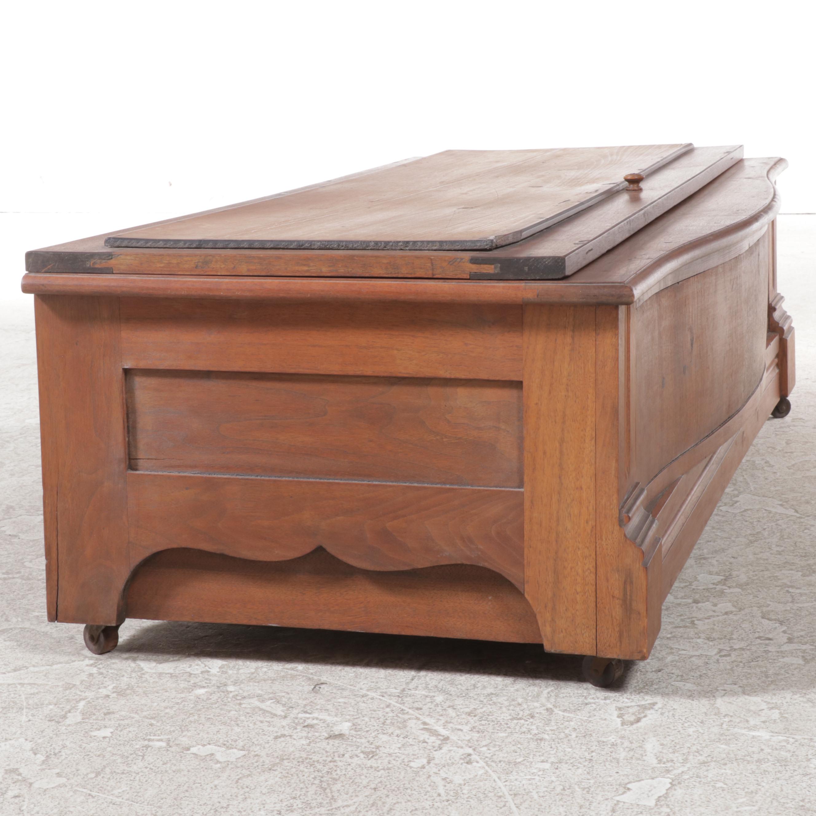 Victorian Walnut, Oak, and Poplar Lift-Lid Chest, Late 19th Century and Adapted
