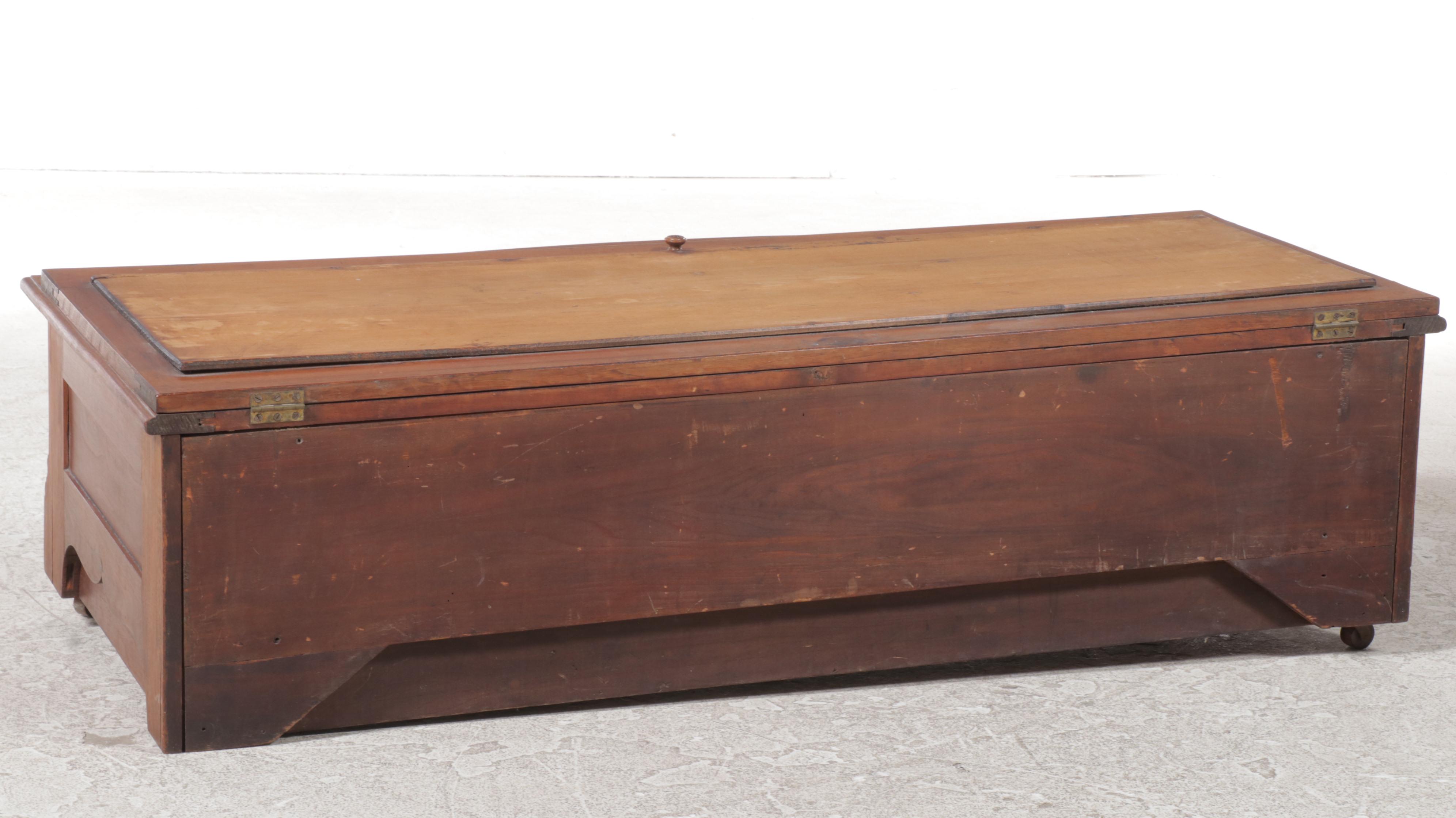 Victorian Walnut, Oak, and Poplar Lift-Lid Chest, Late 19th Century and Adapted