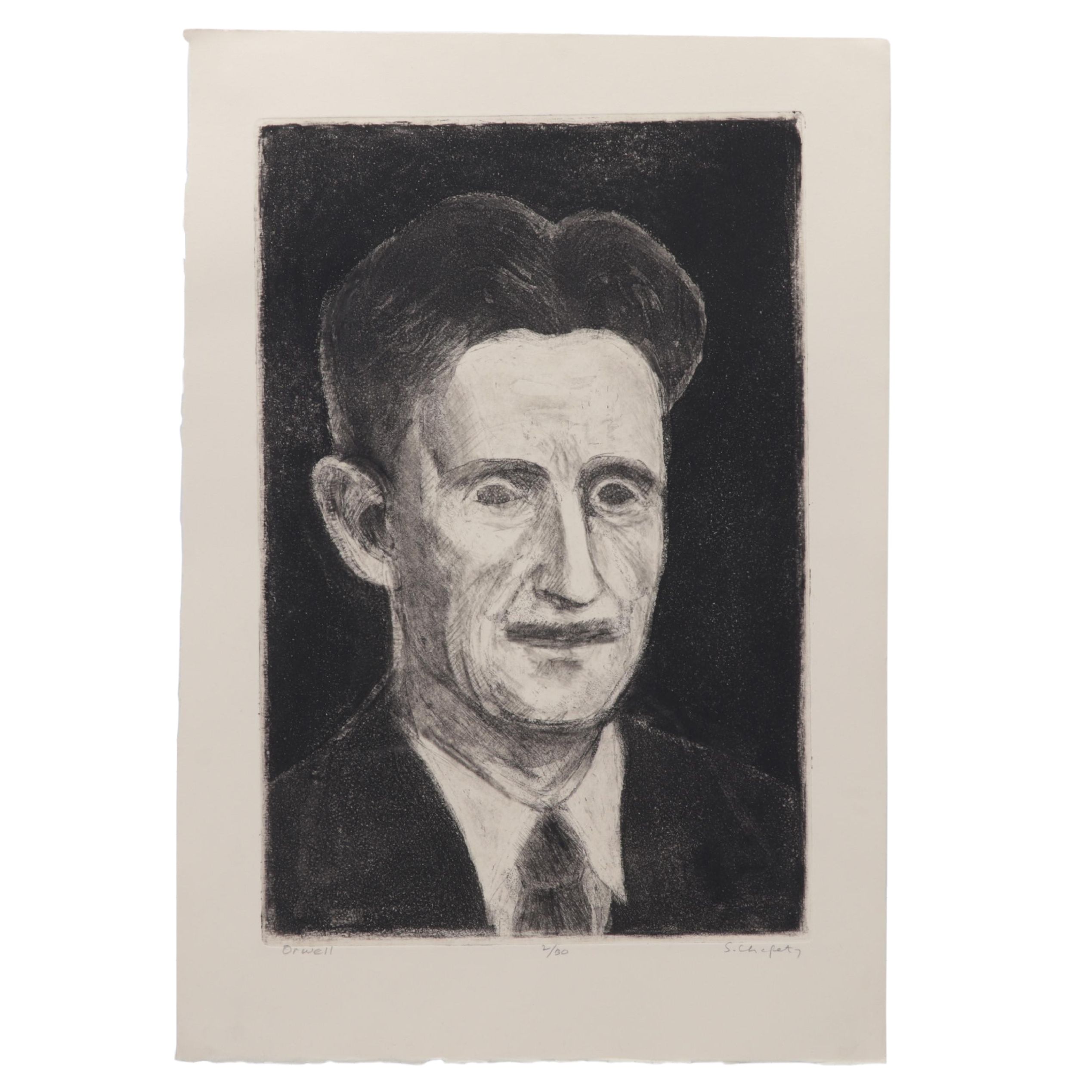 Sidney Chafetz Etching With Aquatint "George Orwell," 1984