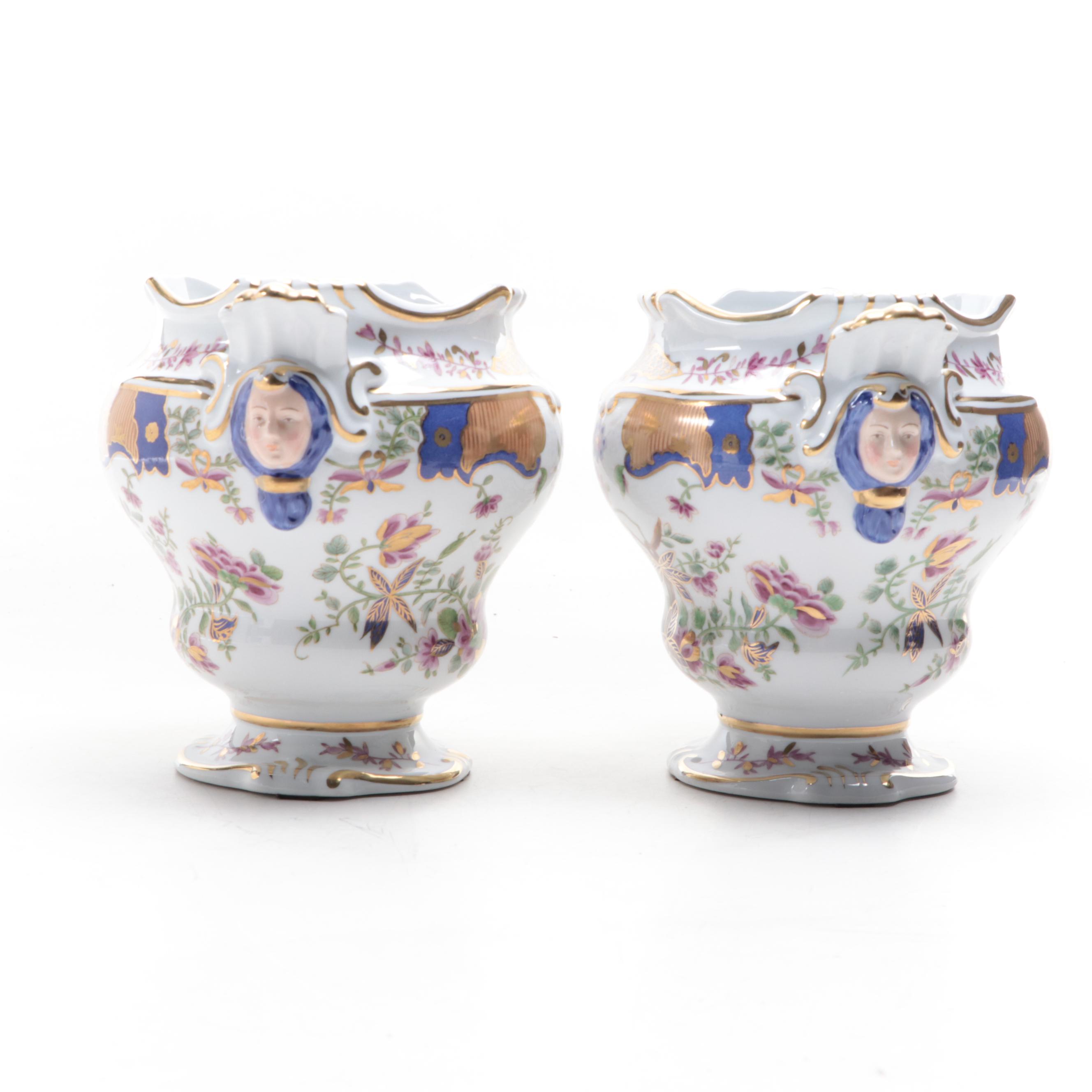 Chelsea House Rococo Style Porcelain Decorative Cachepots