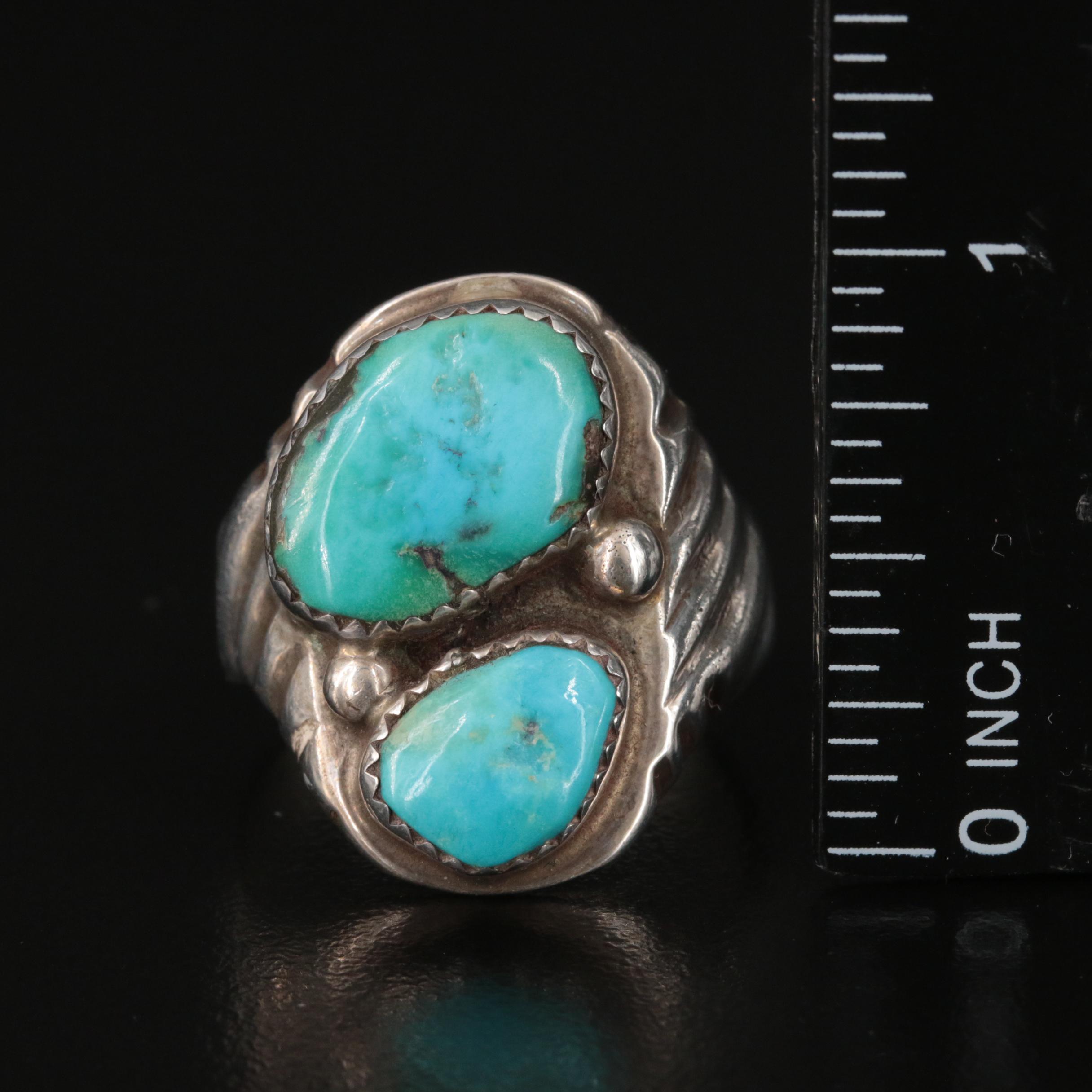 Artisan Signed Included in Southwestern Sterling Turquoise Rings