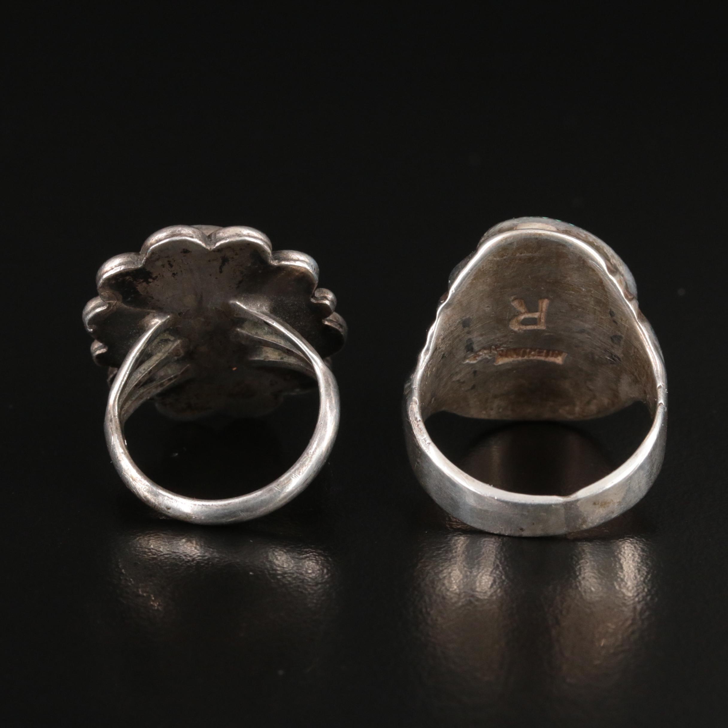 Artisan Signed Included in Southwestern Sterling Turquoise Rings