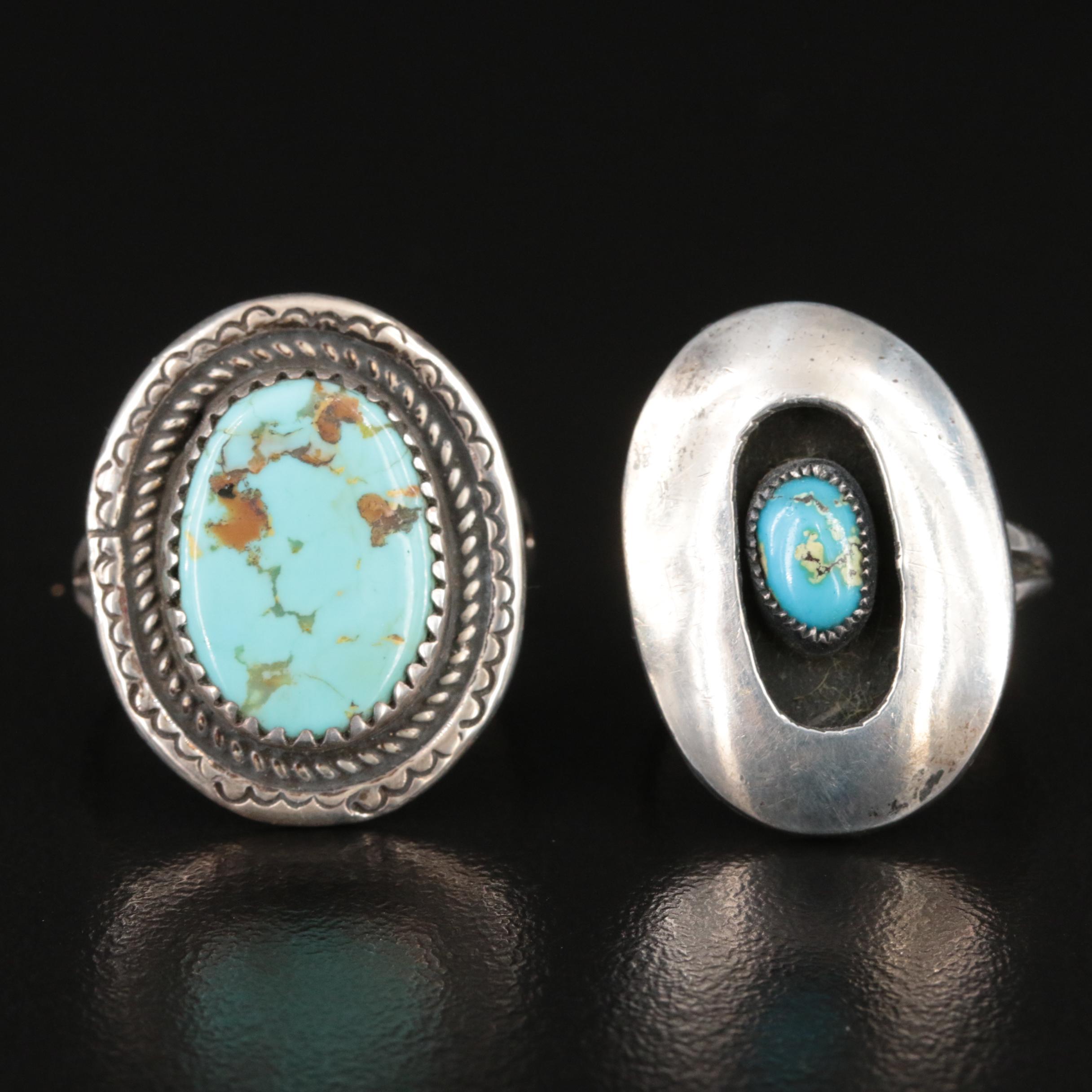 Artisan Signed Included in Southwestern Sterling Turquoise Rings