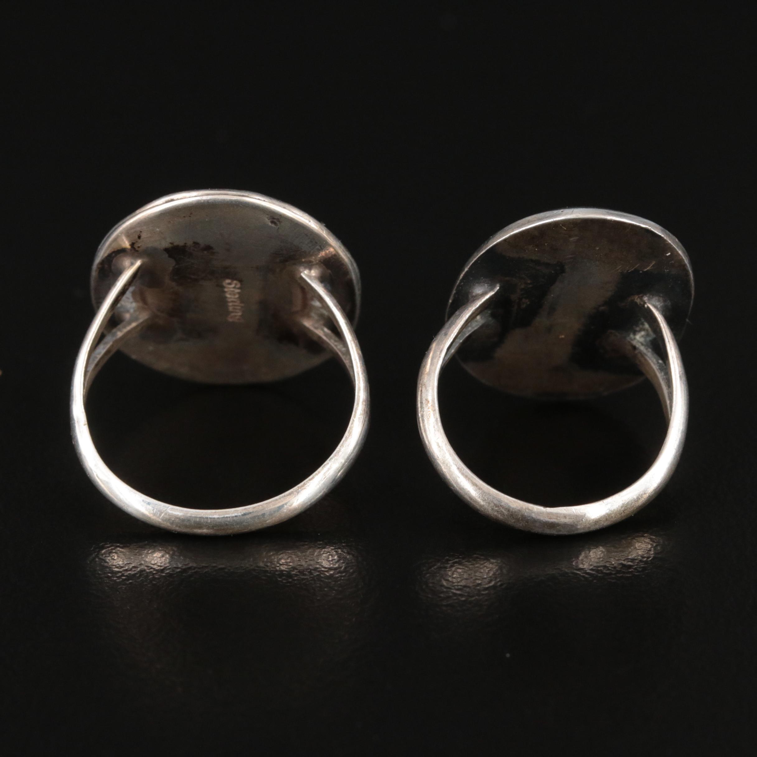 Artisan Signed Included in Southwestern Sterling Turquoise Rings