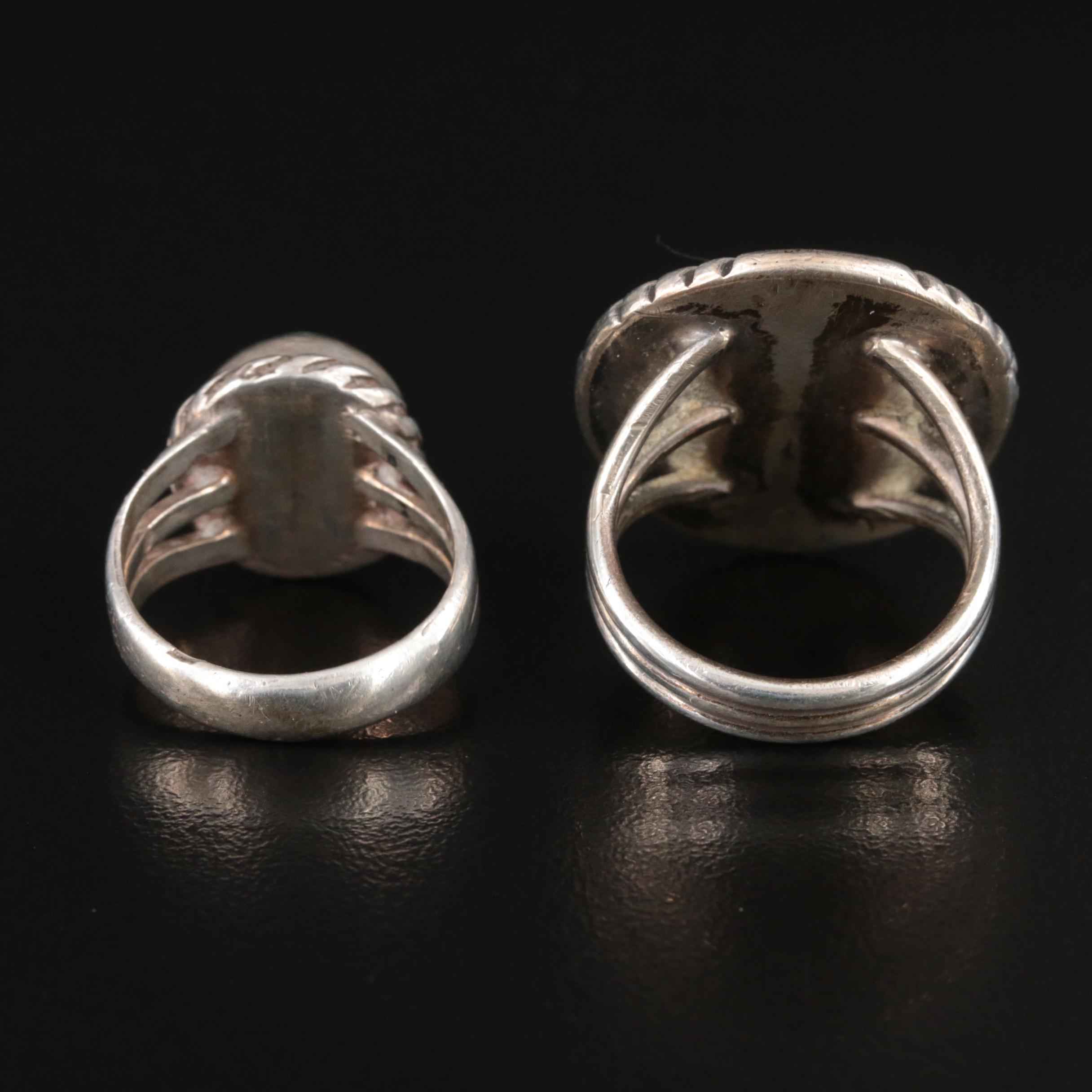 Artisan Signed Included in Southwestern Sterling Turquoise Rings