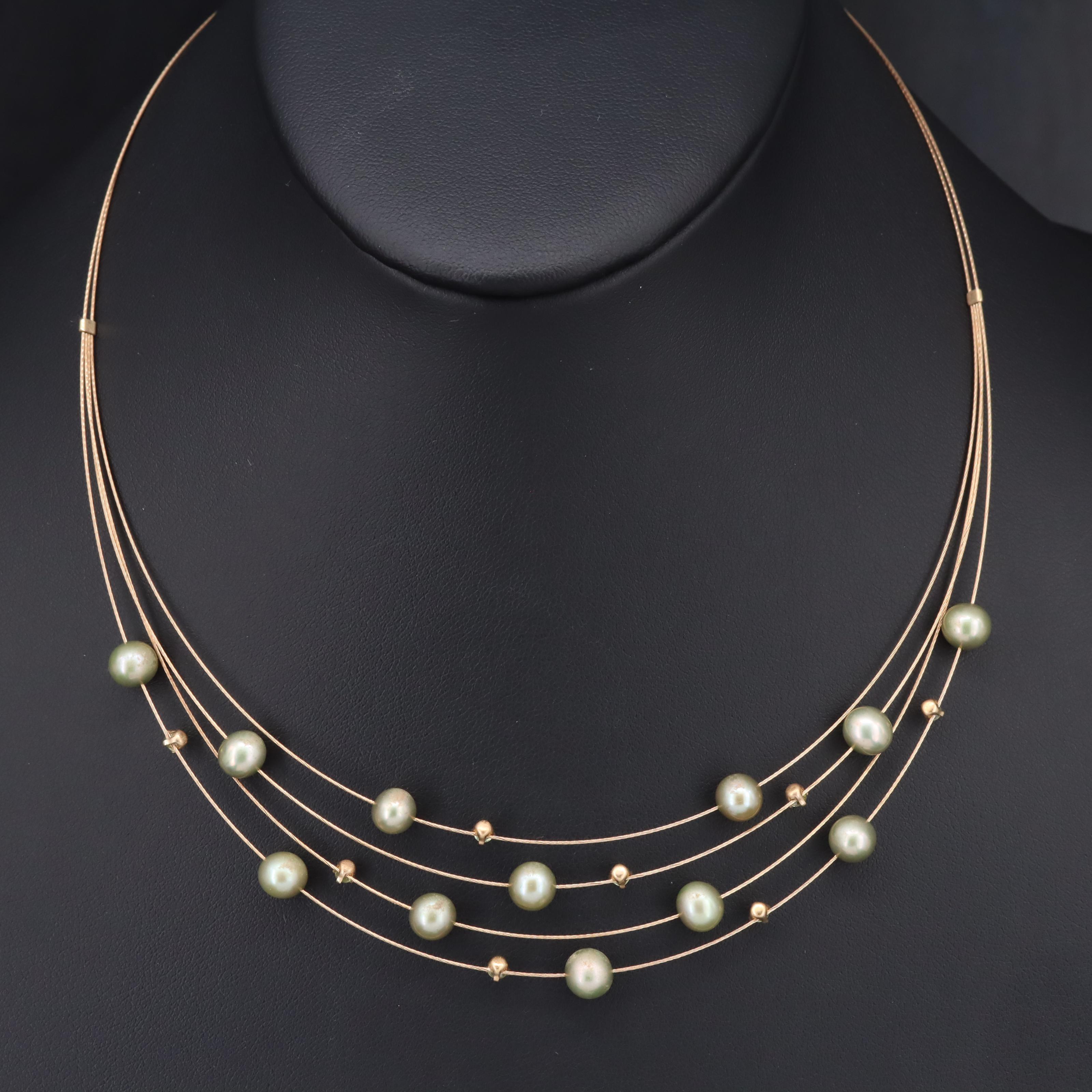 14K Pearl Multi-Strand Necklace