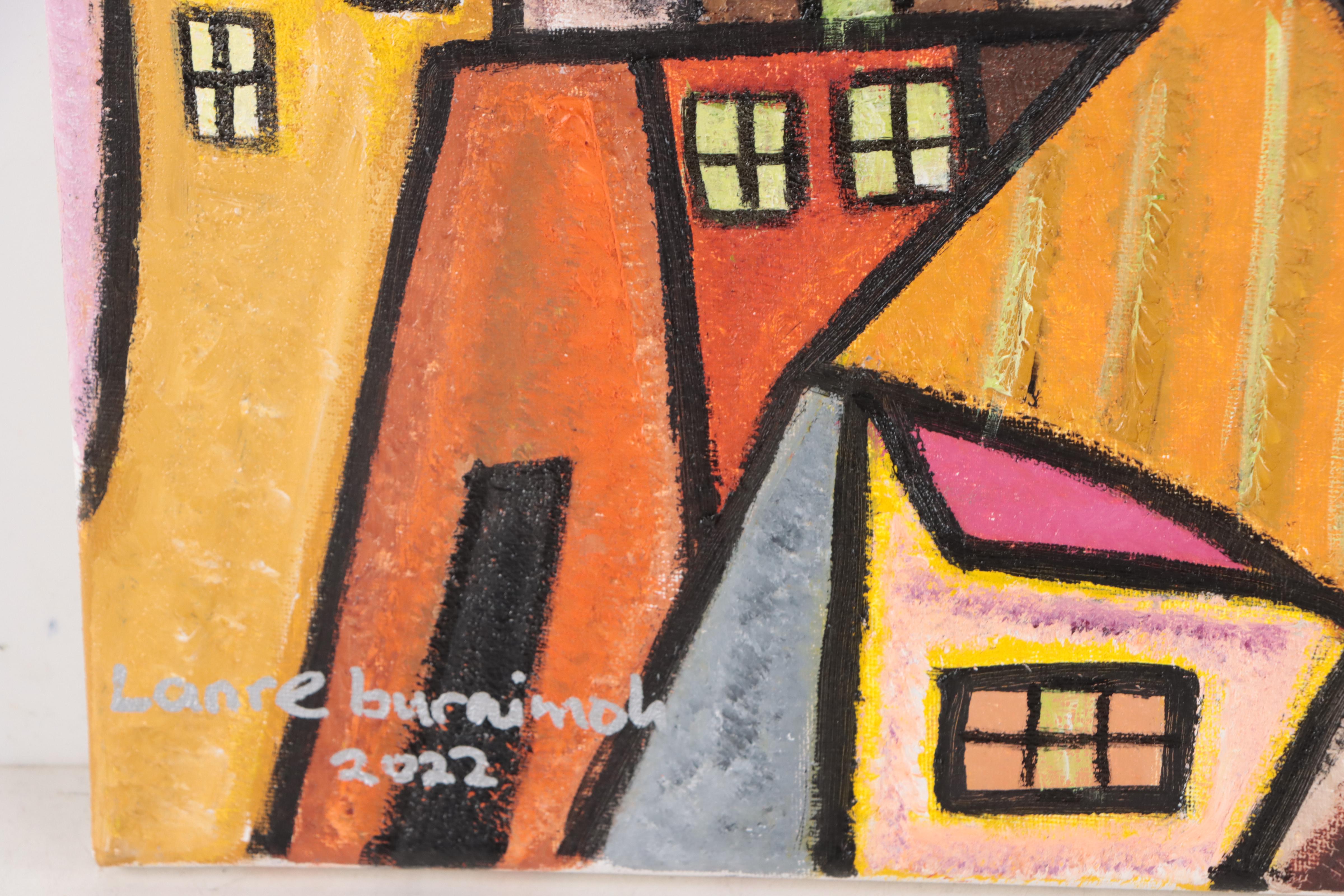 Lanre Buraimoh Oil Painting "Clustered City," 2022