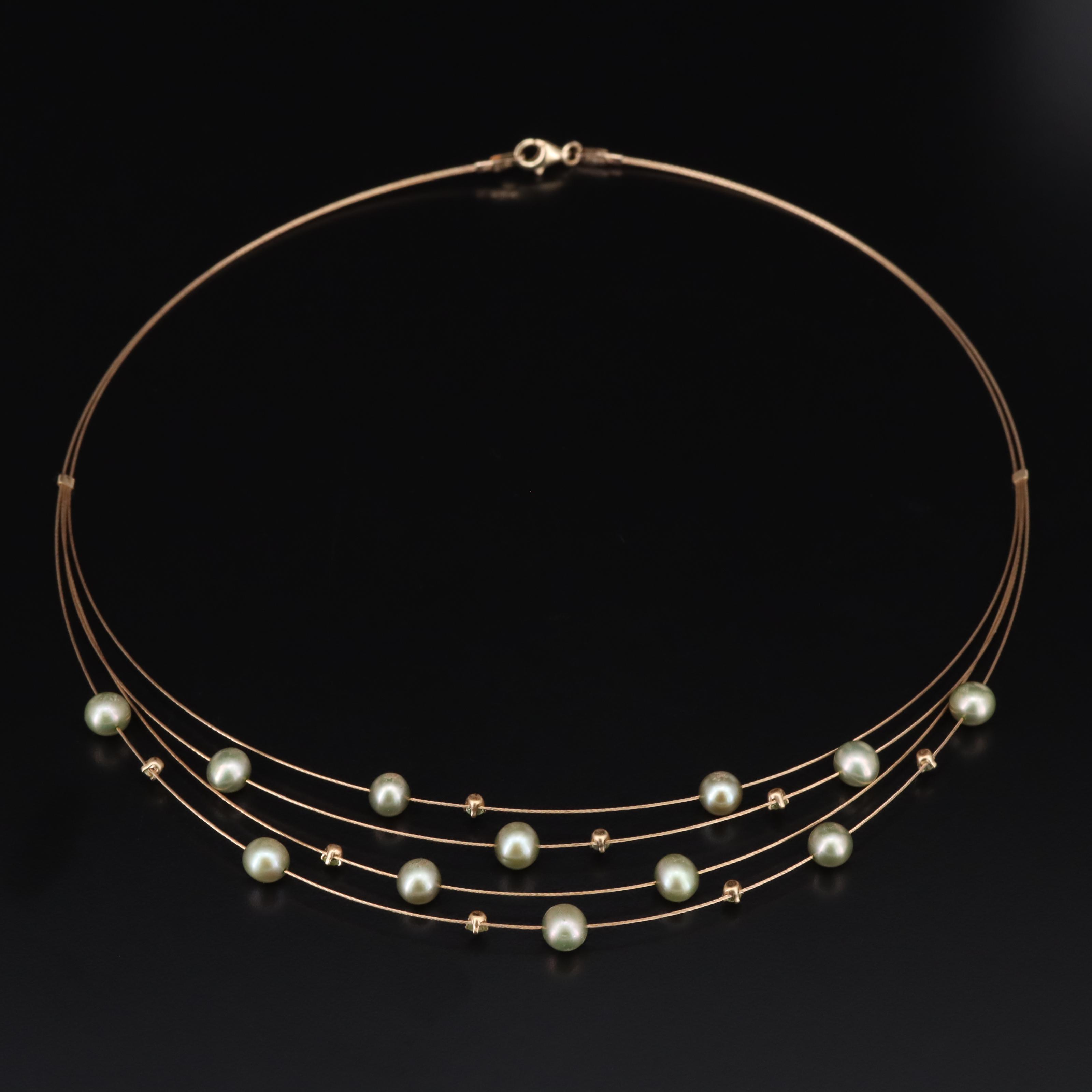 14K Pearl Multi-Strand Necklace