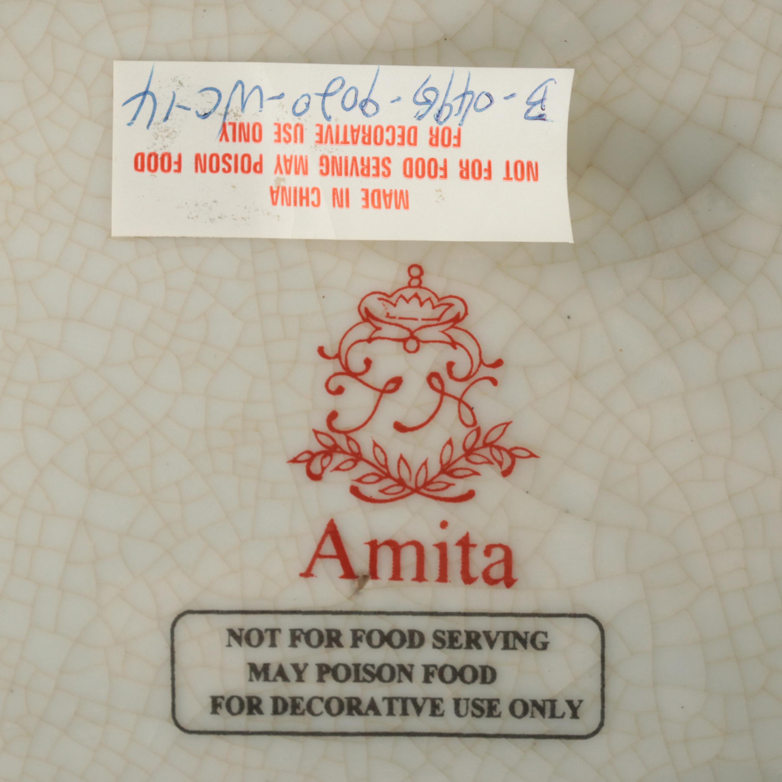 Amita Chinoiserie Brass-Mounted Porcelain Lidded Vessels