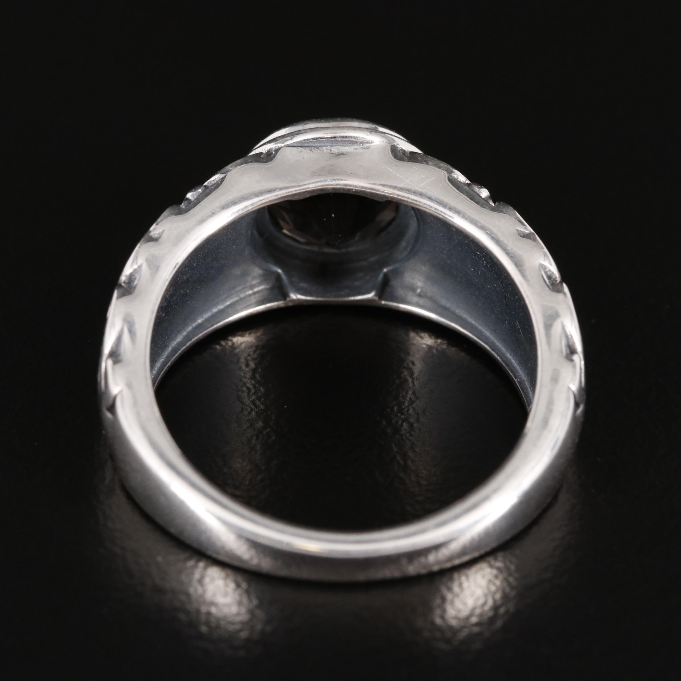 Sterling Smoky Quartz Scrollwork Ring