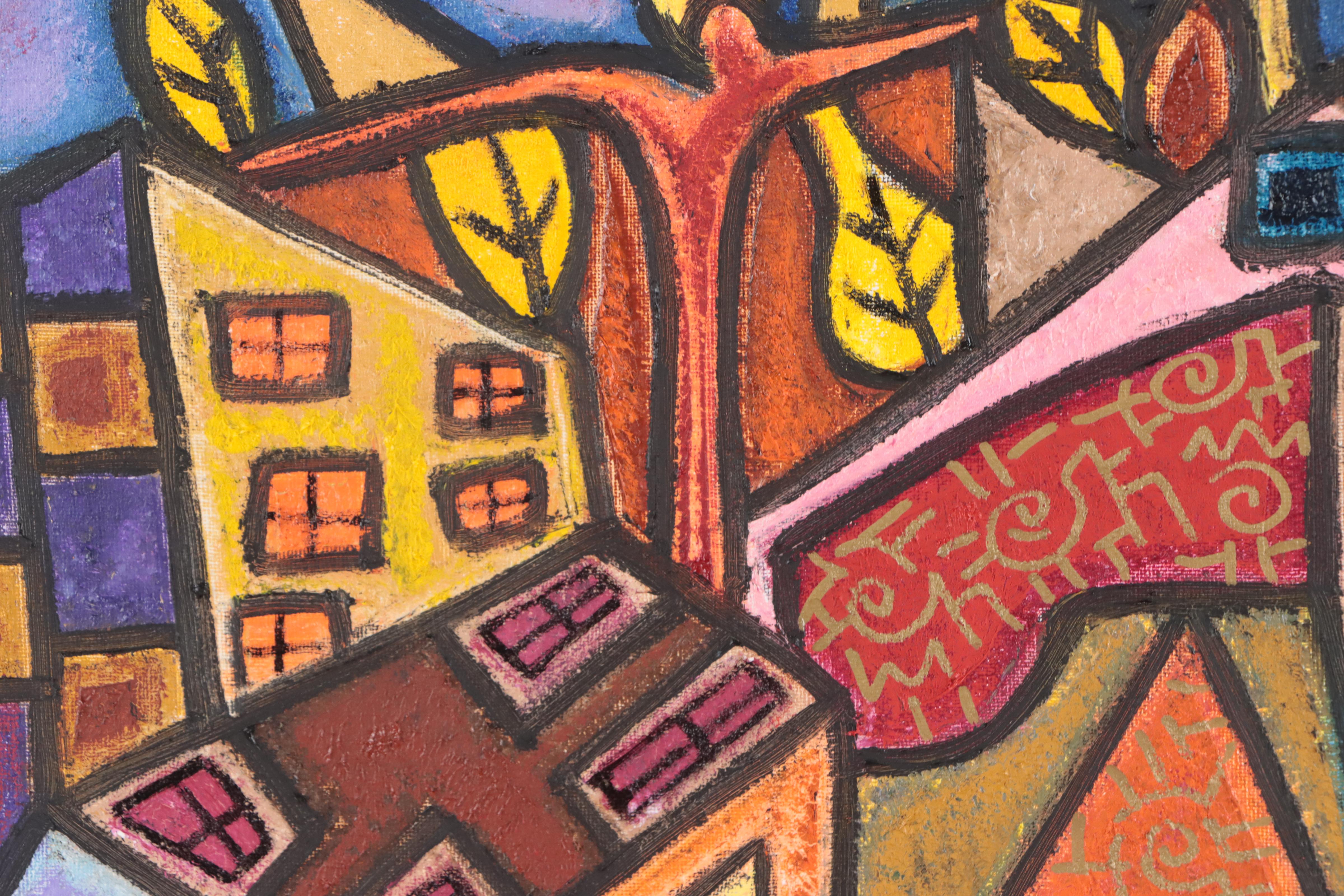 Lanre Buraimoh Oil Painting "Village Scene," 2022