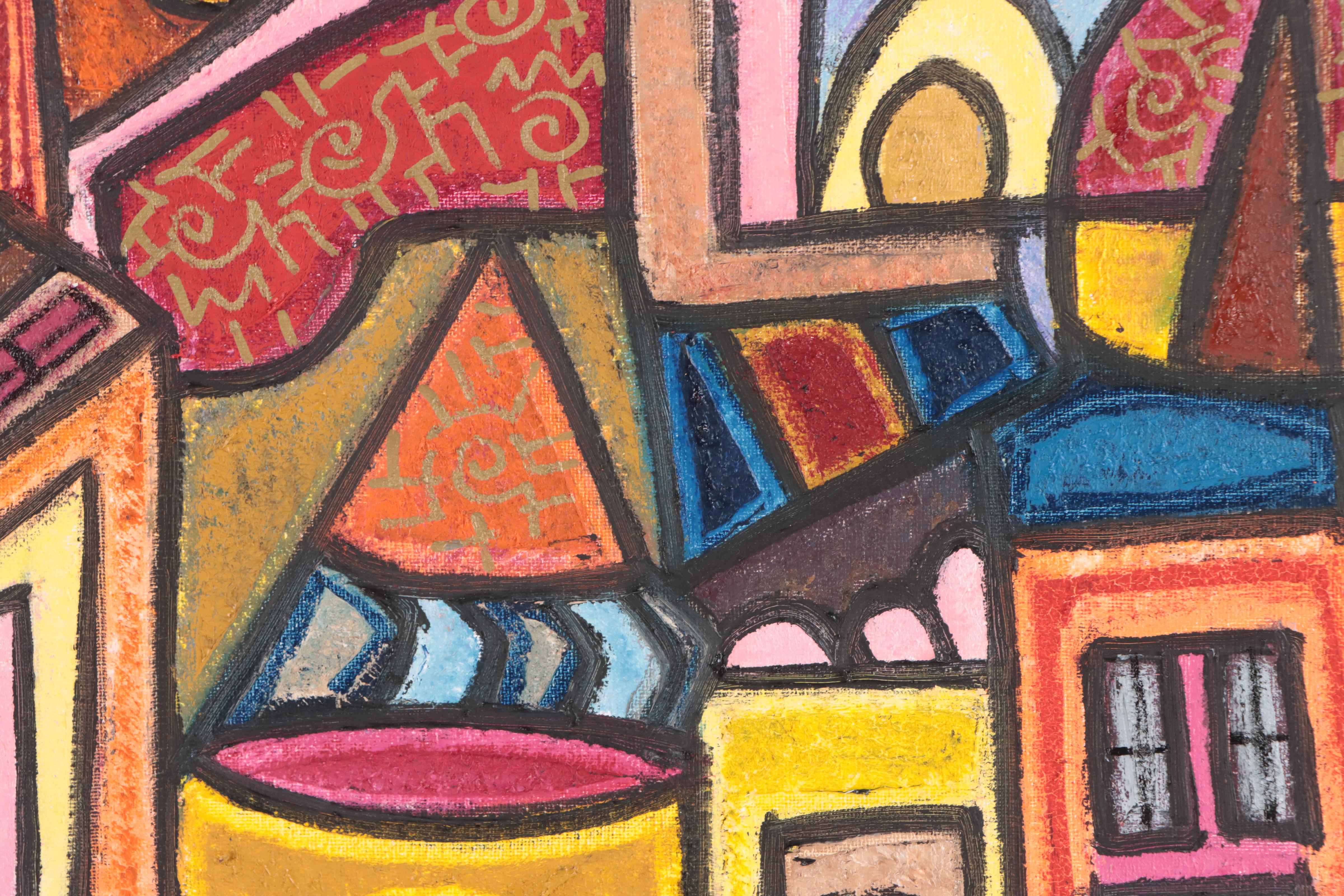 Lanre Buraimoh Oil Painting "Village Scene," 2022