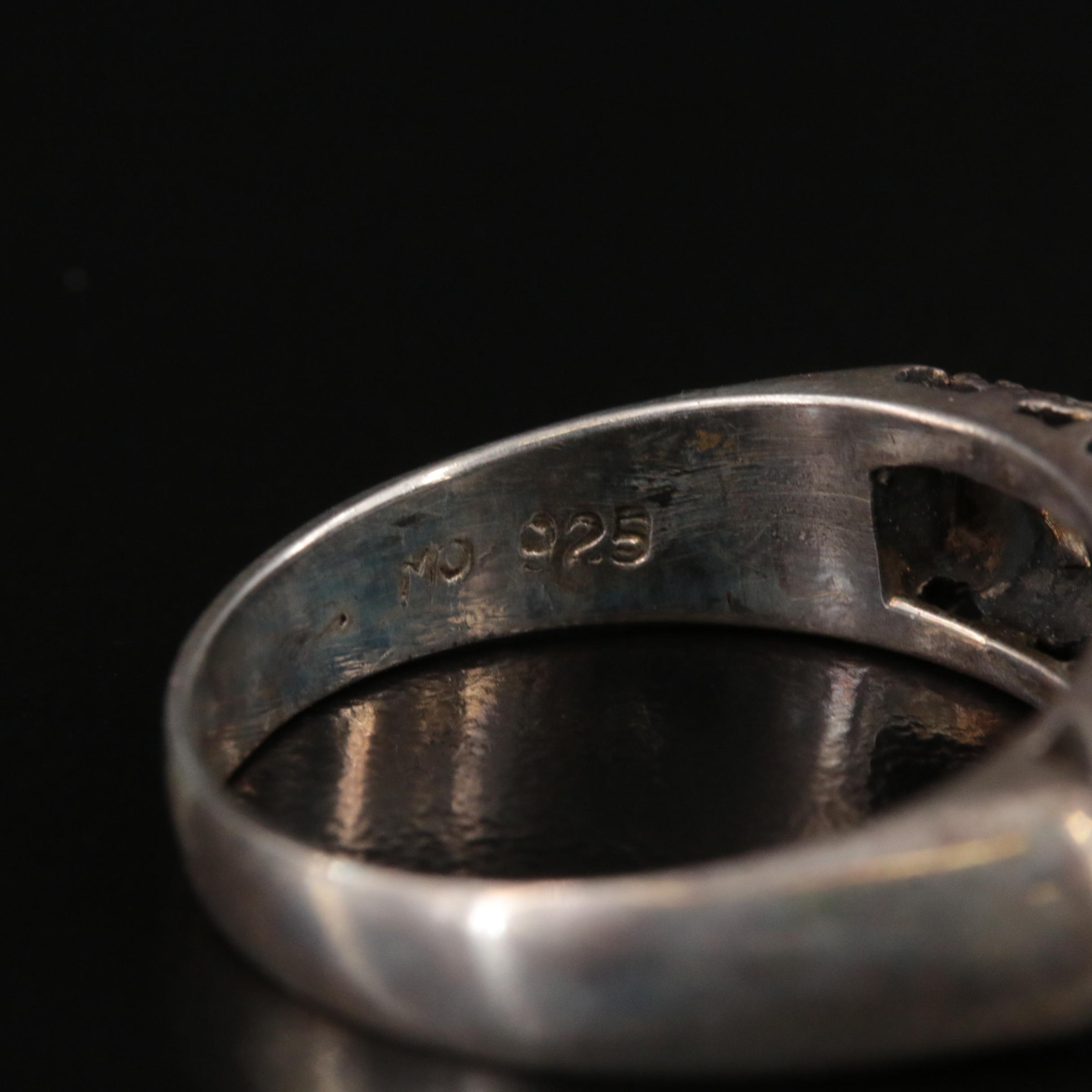 Sterling Black Onyx and Faux Black Onyx Rings