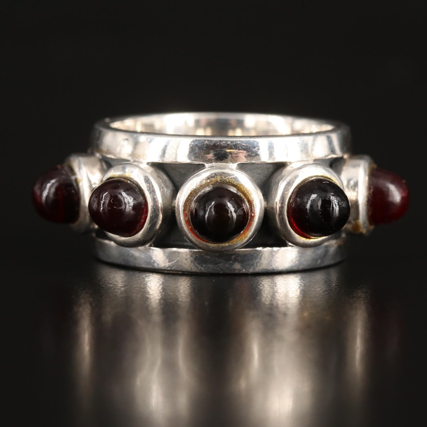 Sterling Garnet Cabochon Ring