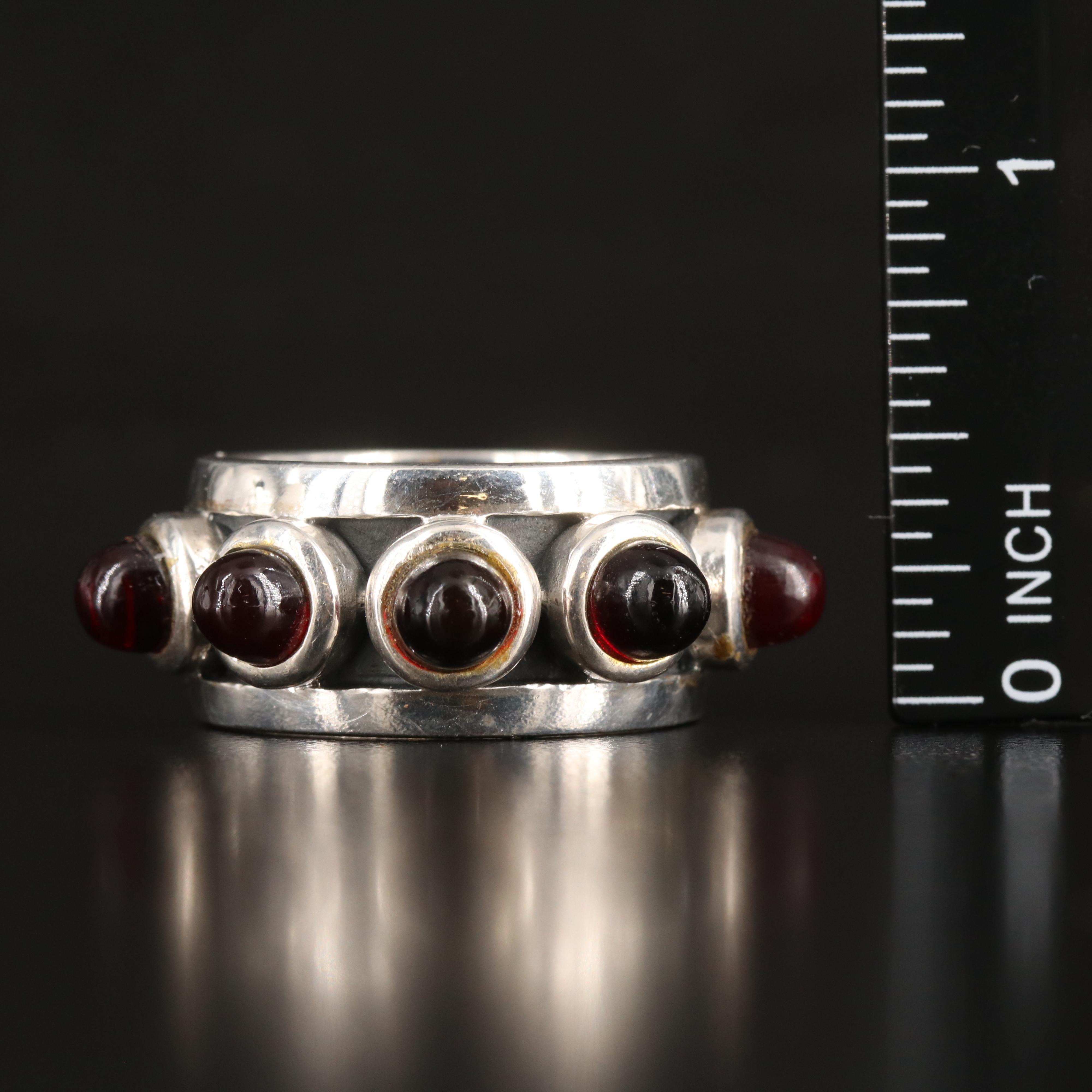 Sterling Garnet Cabochon Ring